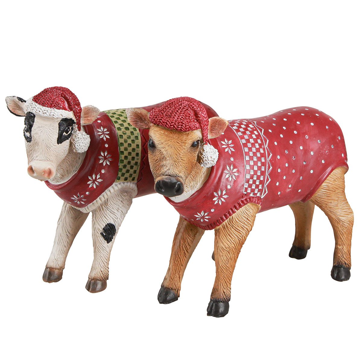 Viana Weihnachtsmann Weihnachtsdeko Kuh mit Mütze Festliche Tischdeko, 2 Stück