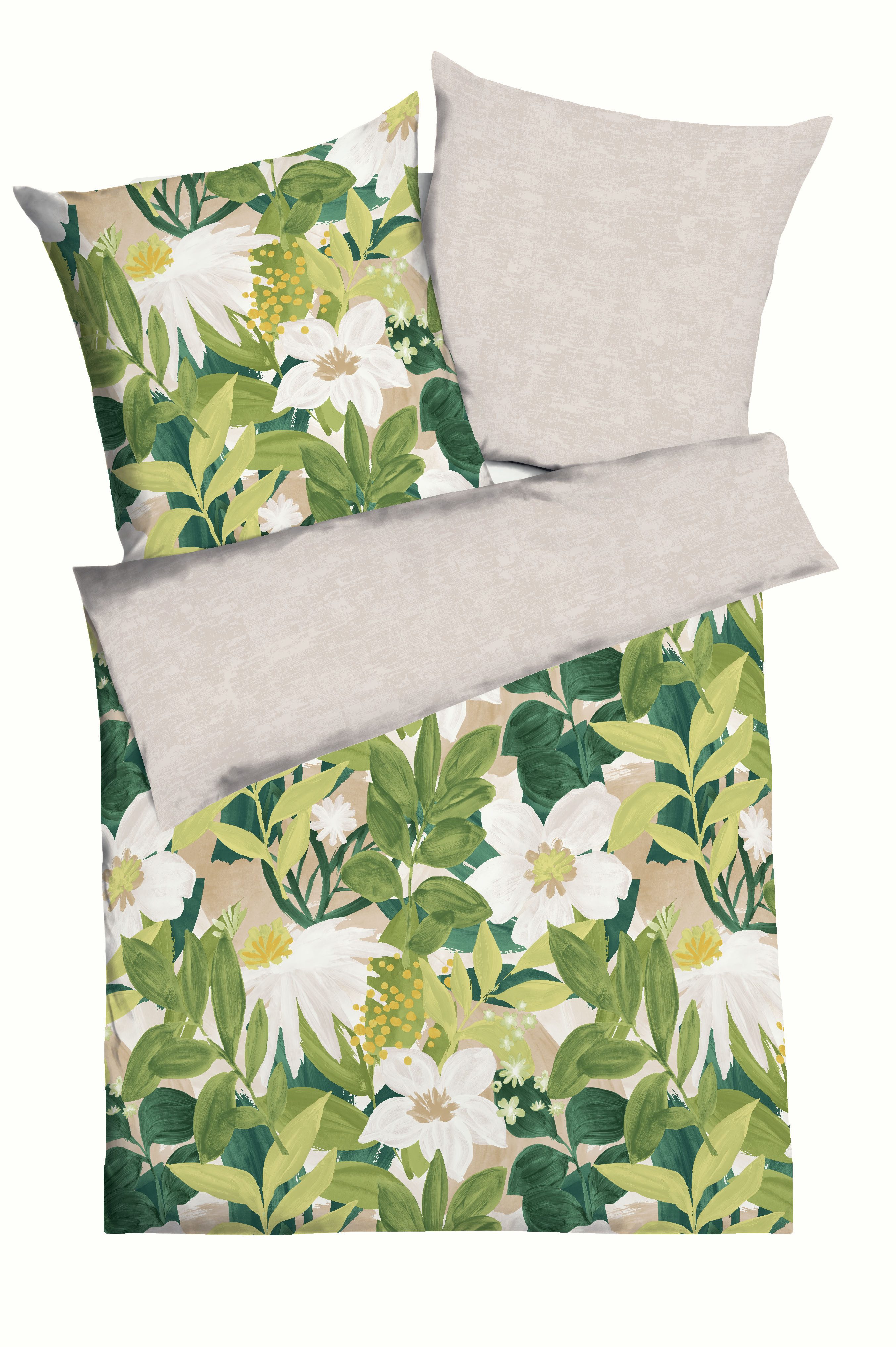 Kaeppel Wendebettwäsche Botanik, Mako-Satin, 2 teilig, Mit Blumen