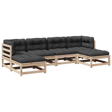 vidaXL Gartenlounge-Set 6-tlg. Garten-Sofagarnitur mit Kissen Massivholz Kiefer, (1-tlg)