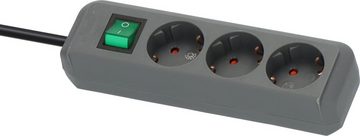 Brennenstuhl Eco-Line Steckdosenleiste 3-fach (Kabellänge 1,5 m), mit erhöhtem Berührungsschutz und Schalter