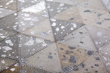 Lederteppich Amir, Leonique, rechteckig, Höhe: 8 mm, Kurzflor-Teppich, Dreieck-Muster, grafisches Design, Naturprodukt
