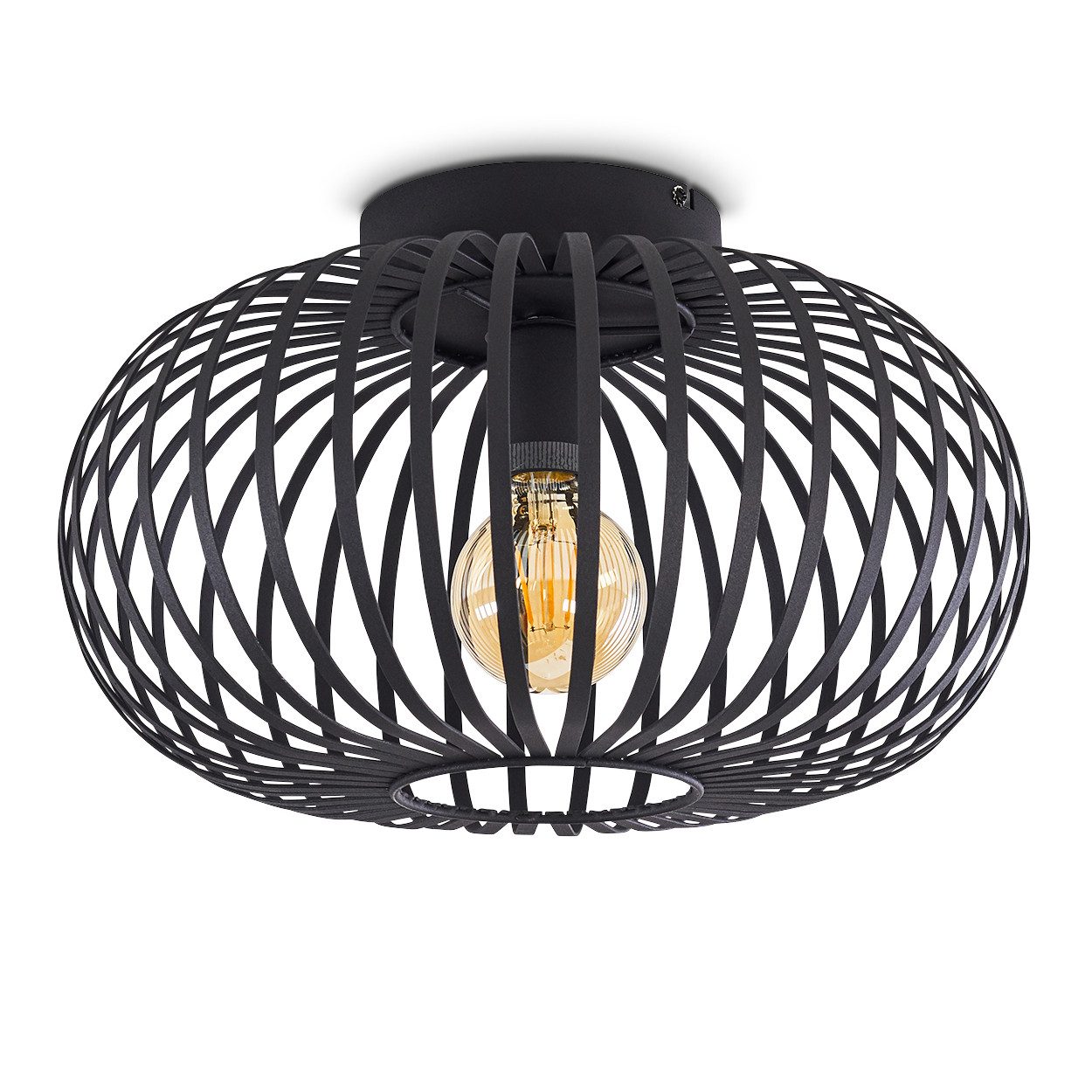 hofstein Deckenleuchte »Devin« runde Deckenlampe aus Metall in Schwarz, ohn günstig online kaufen