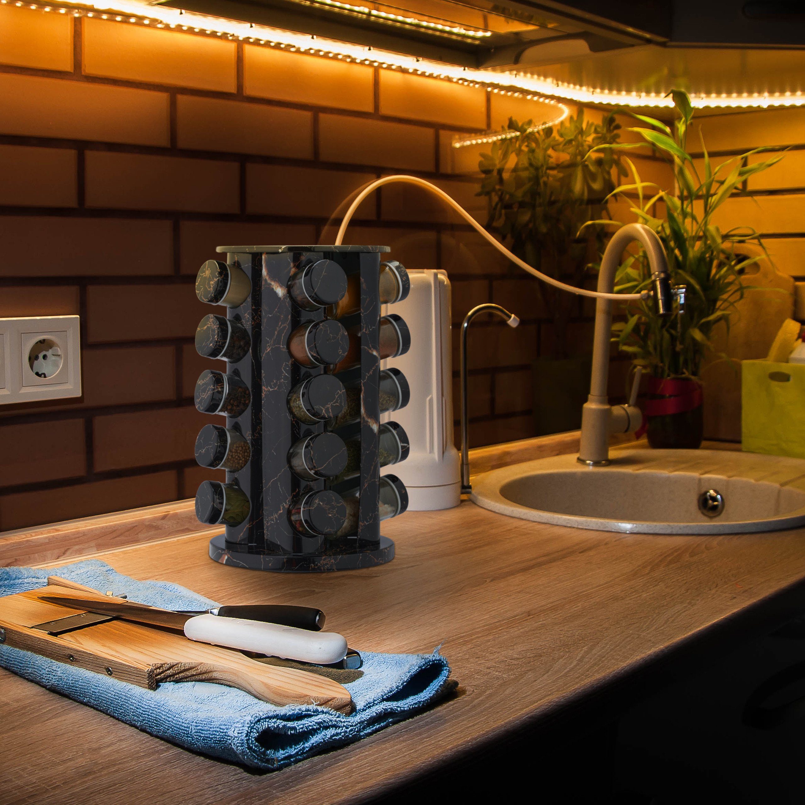 relaxdays Gewürzregal Gewürzkarussell in Marmoroptik günstig online kaufen