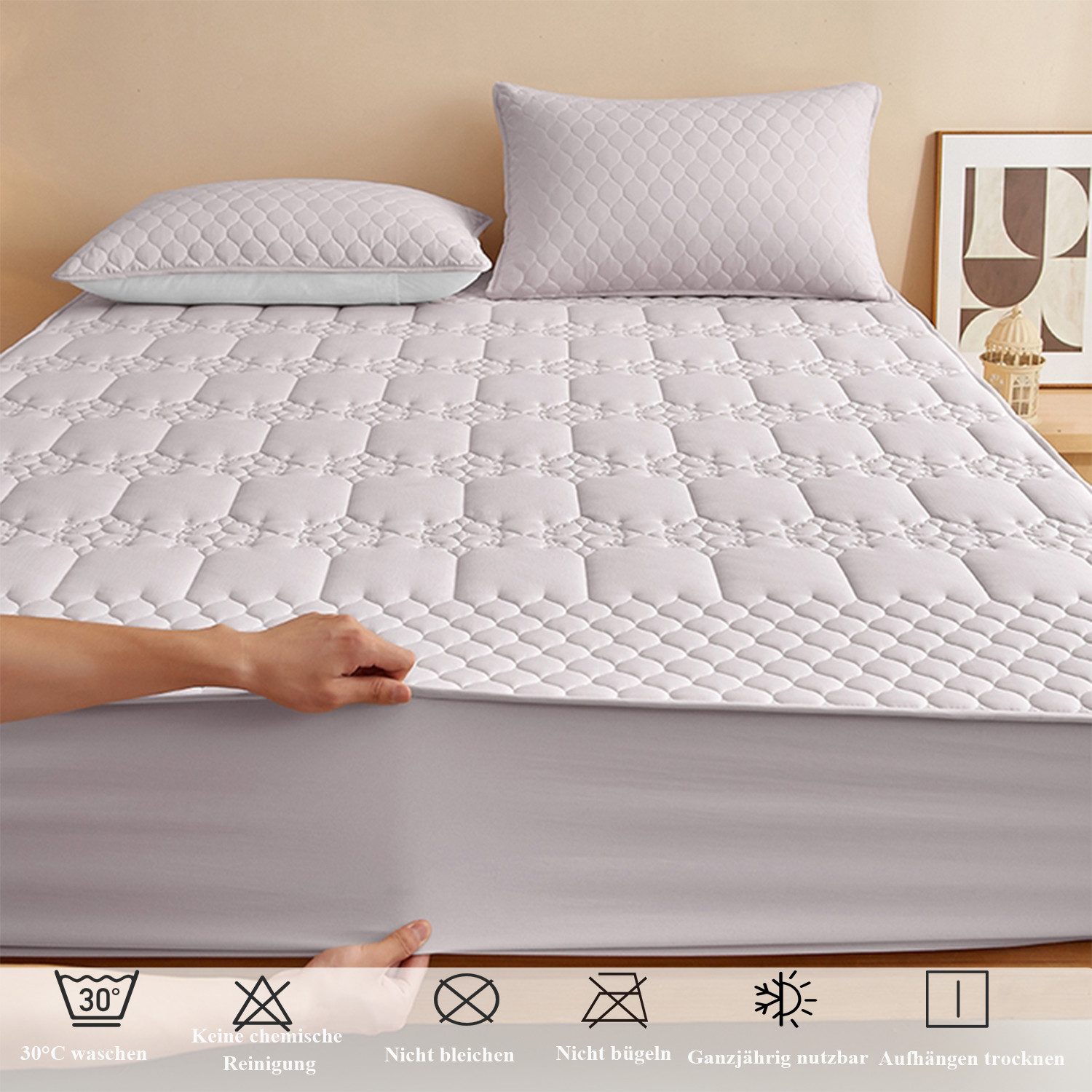 Matratzenauflage Wasserdicht Allergiker Matratzenschoner 90x200cm, 180x200cm weich wohnTRAUM24, Waschbar Anti Milben Allergiker Matratzenauflage mit Rundumbezug – Bild 5 von 5