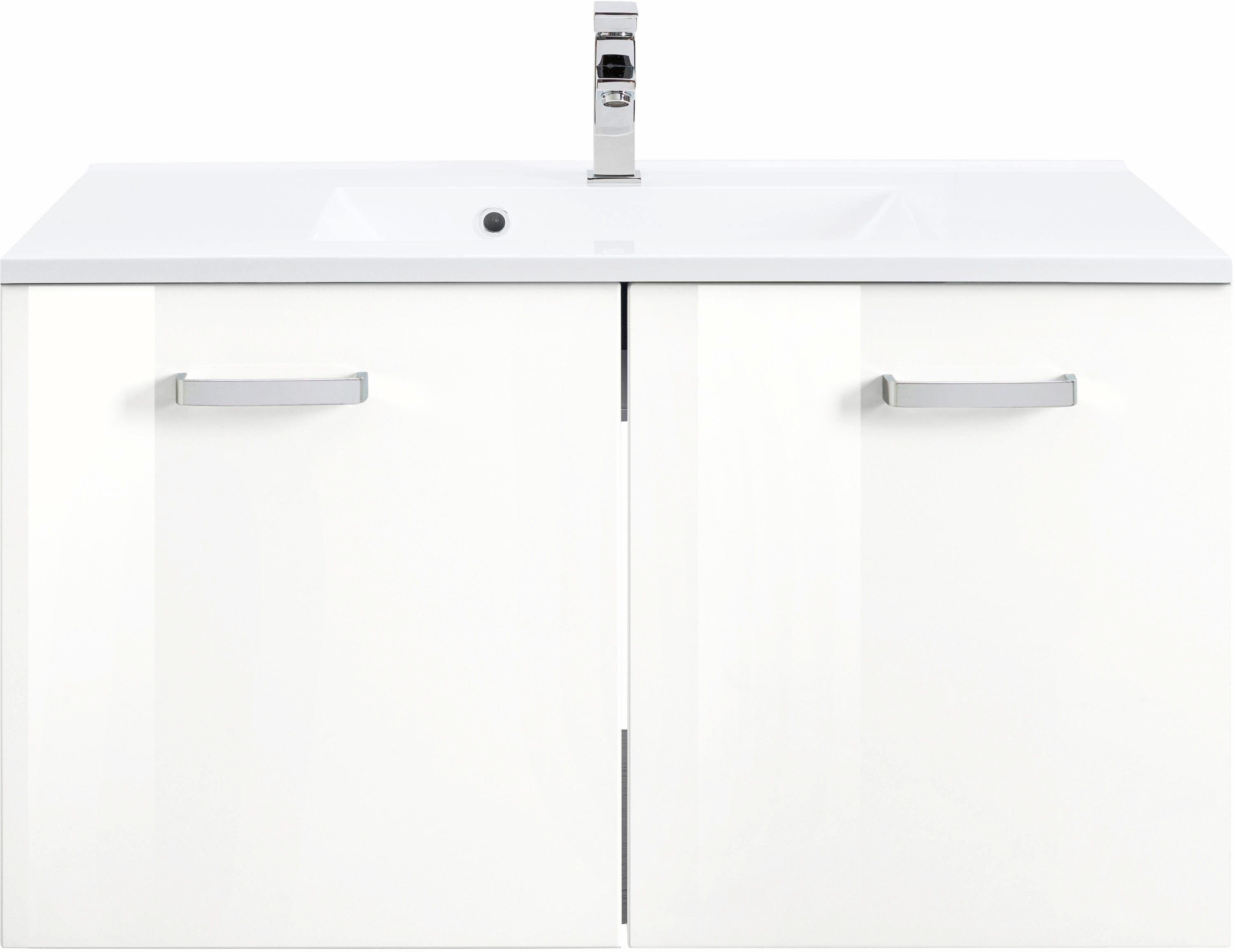 HELD MÖBEL Waschbeckenunterschrank weiß Badmöbel, 80 weiß/weiß Waschbecken, Ravenna cm Waschtisch Breite | inkl