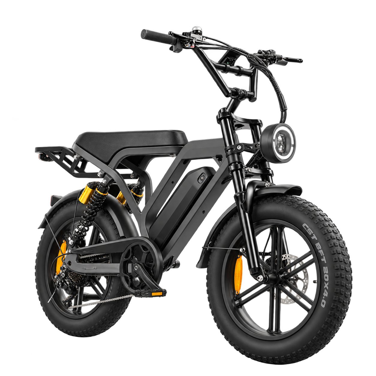 ELEKWHEELS E-Bike E-Fatbike 20"x4" Fatbike, für Herren und Damen, 48V 15Ah Akku bis 108 km, 7 Gang Shimano, Kettenschaltung, Fatbike-Reifen, Vollfederung, hydraulische Scheibenbremsen, Farb-LCD