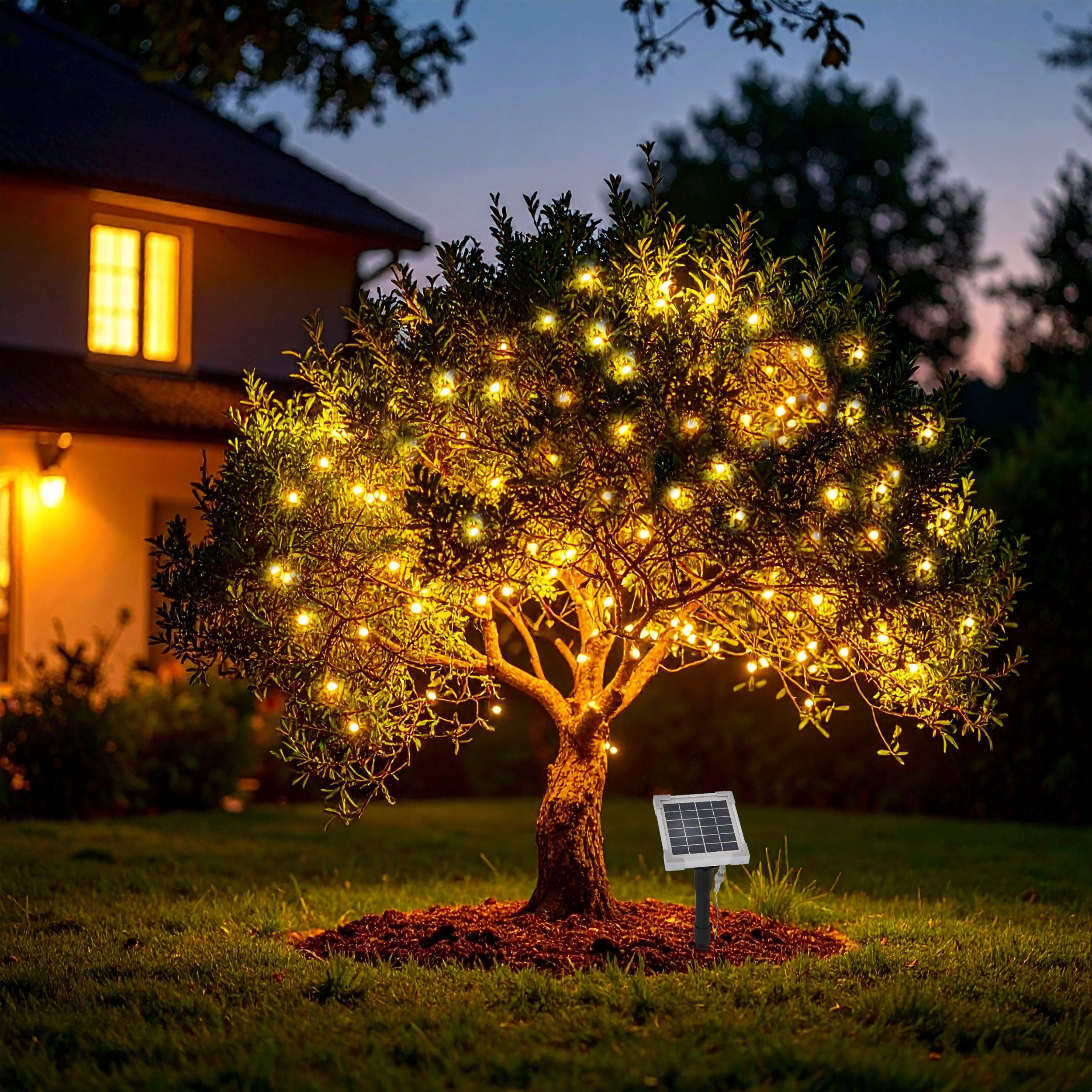 esotec LED-Lichterkette Solarkette Länge 19,9m 3000K 200LEDs warmweiß Weihnachtsdeko 101425