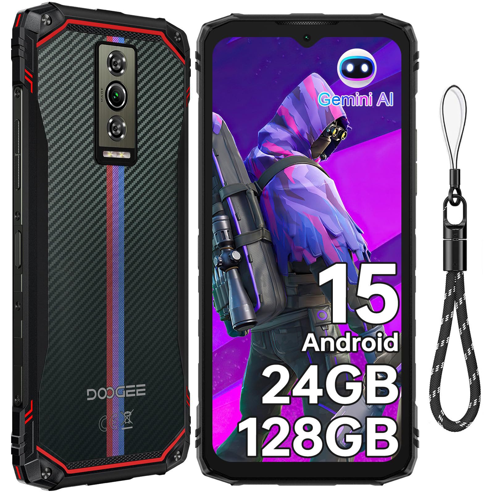 DOOGEE Blade10 Energy Android 15 Outdoor Smartphone (16,67 cm/6.56 Zoll, 128 GB Speicherplatz, 16 MP Kamera, IP68 Wasserdicht Baustellenhandy, 6150mAh, NFC, OTG, GPS)