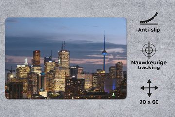 MuchoWow Gaming Mauspad Silhouette der Stadt Toronto mit Wolken in Kanada (1-St), Büro für Tastatur und Maus, Mousepad Gaming, 90x60 cm, XXL, Großes