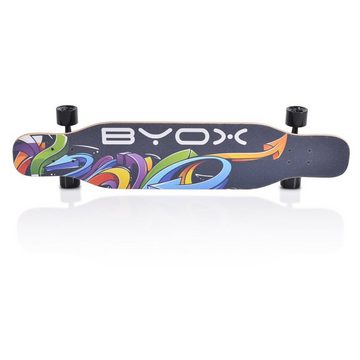 Byox Skateboard Kinder Skateboard Longboard 42", Dancing Style, PU Rollen, ABEC-9, bis 100 kg, Gurt