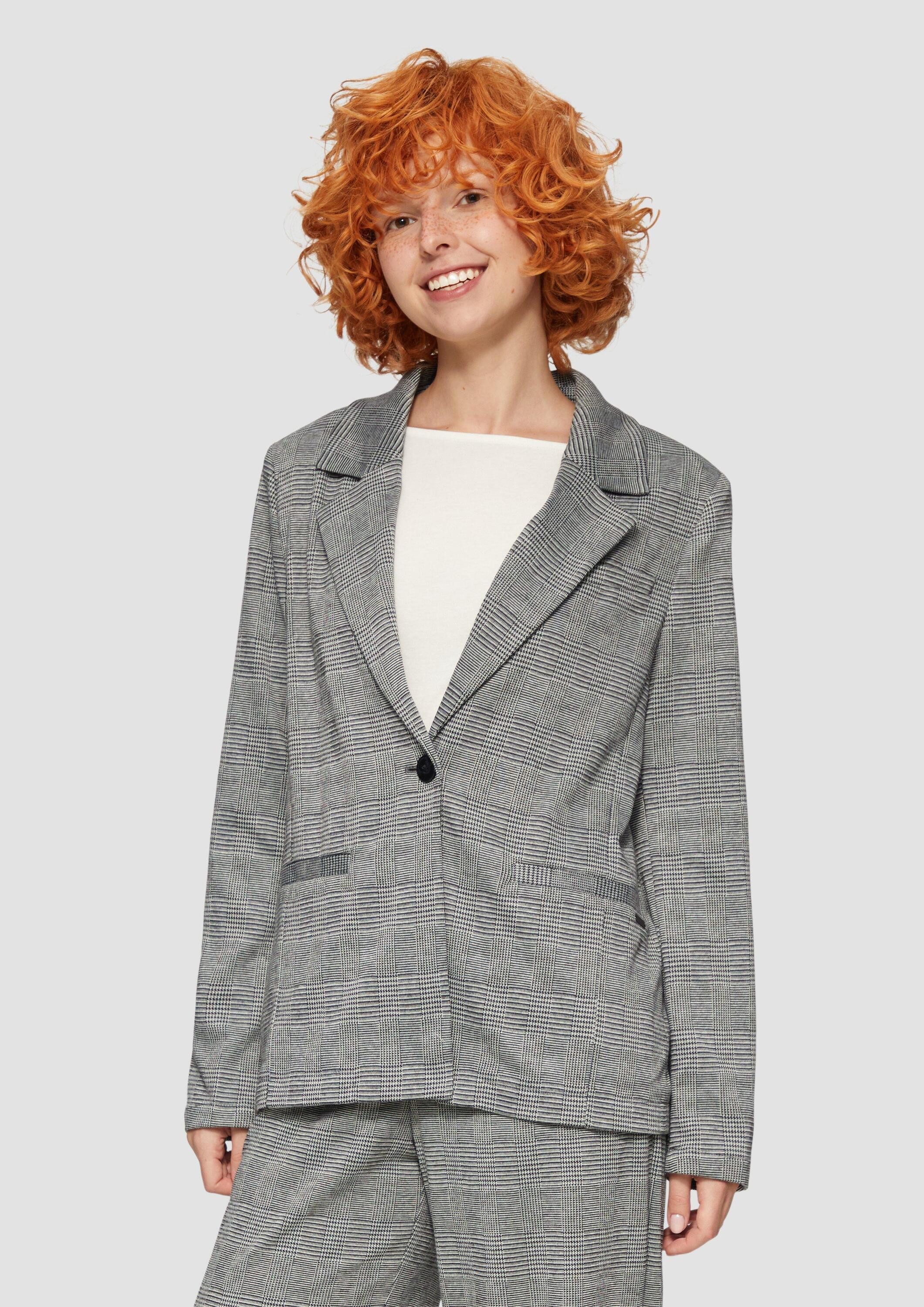 QS Jackenblazer Indoor-Blazer Karierter Blazer aus Viskosemix günstig online kaufen