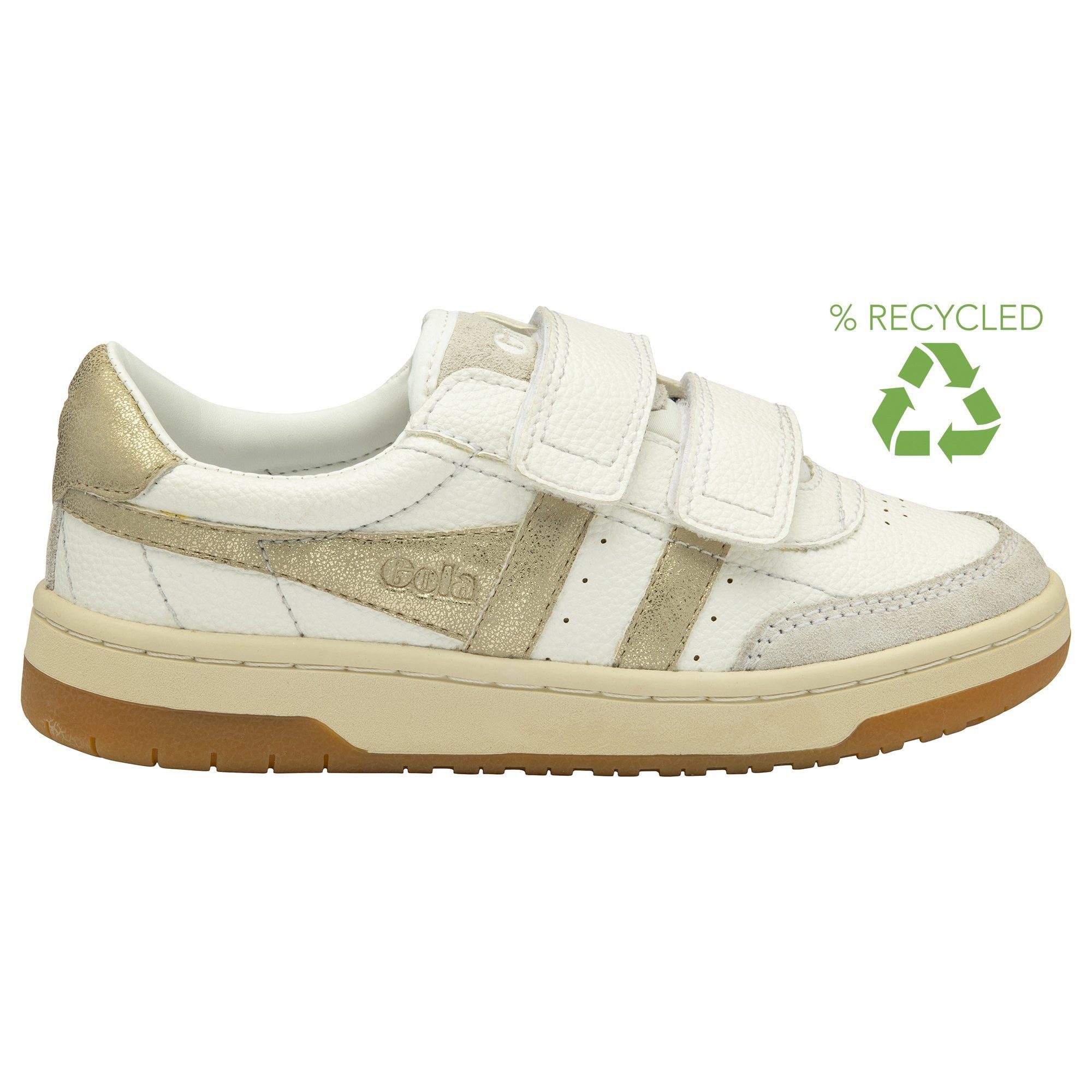 Gola Falcon Mirror 2025 (PU,Klettverschluss) weiss/gold Kinder Sneaker