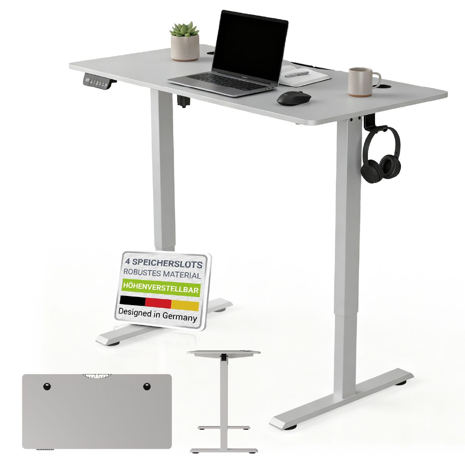 Juskys Schreibtisch Office Stand, 120 x 60 cm, elektrisch verstellbar, Head günstig online kaufen