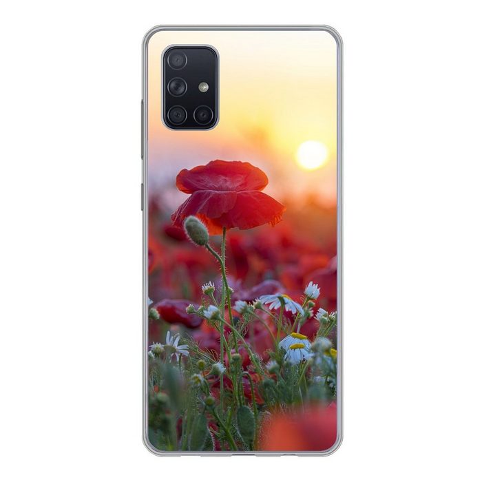 MuchoWow Handyhülle Landschaft mit Mohnblumen am Morgen Phone Case Handyhülle Samsung Galaxy A71 Silikon Schutzhülle