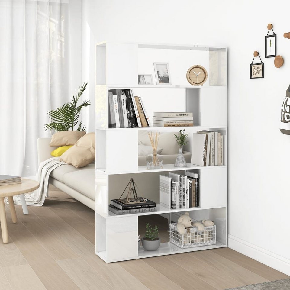 furnicato Bücherregal Raumteiler Hochglanz-Weiß Holzwerkstoff