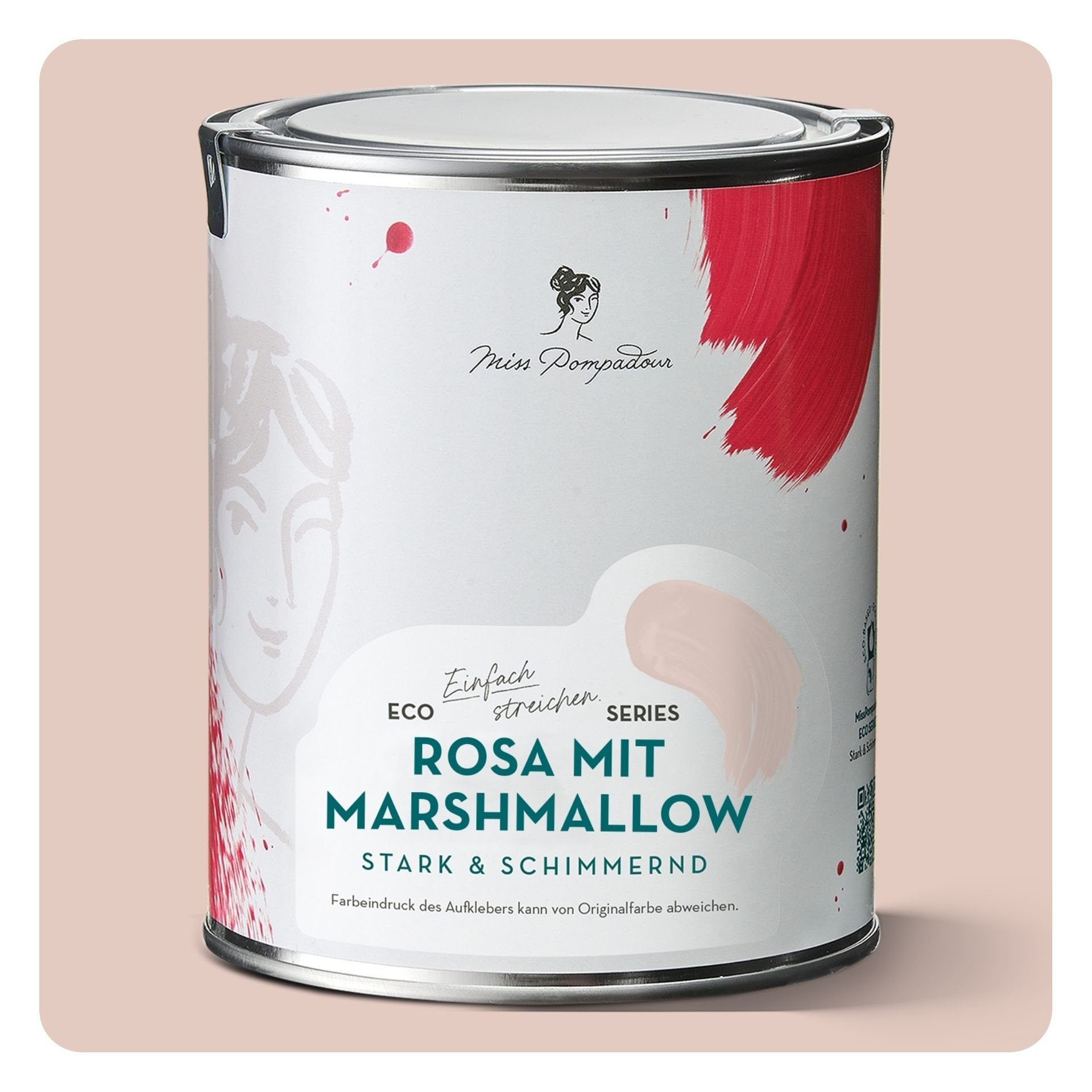MissPompadour Holzlack Rosa mit Metall, Möbelfarbe Holzfarbe ohne für 1L, - Marshmallow Kunststoff & Holz, Innen Außen Schleifen hochdeckende - seidenmatte