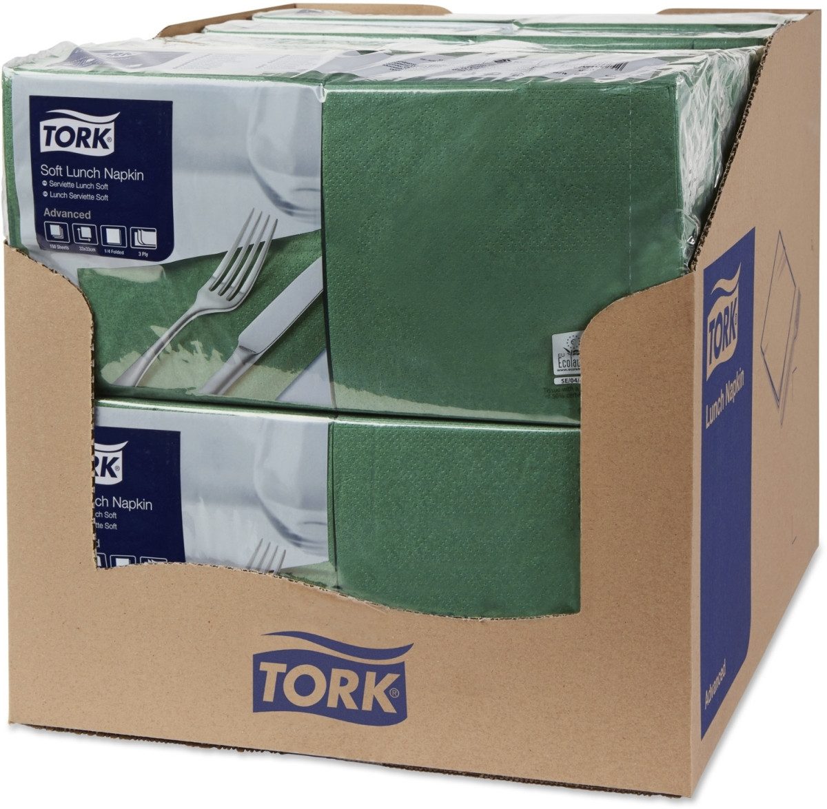 TORK Geschirr-Set Lunchservietten Advanced 33x33cm 1/4 Falz 3-lagig dunkelgrün VE=150 St