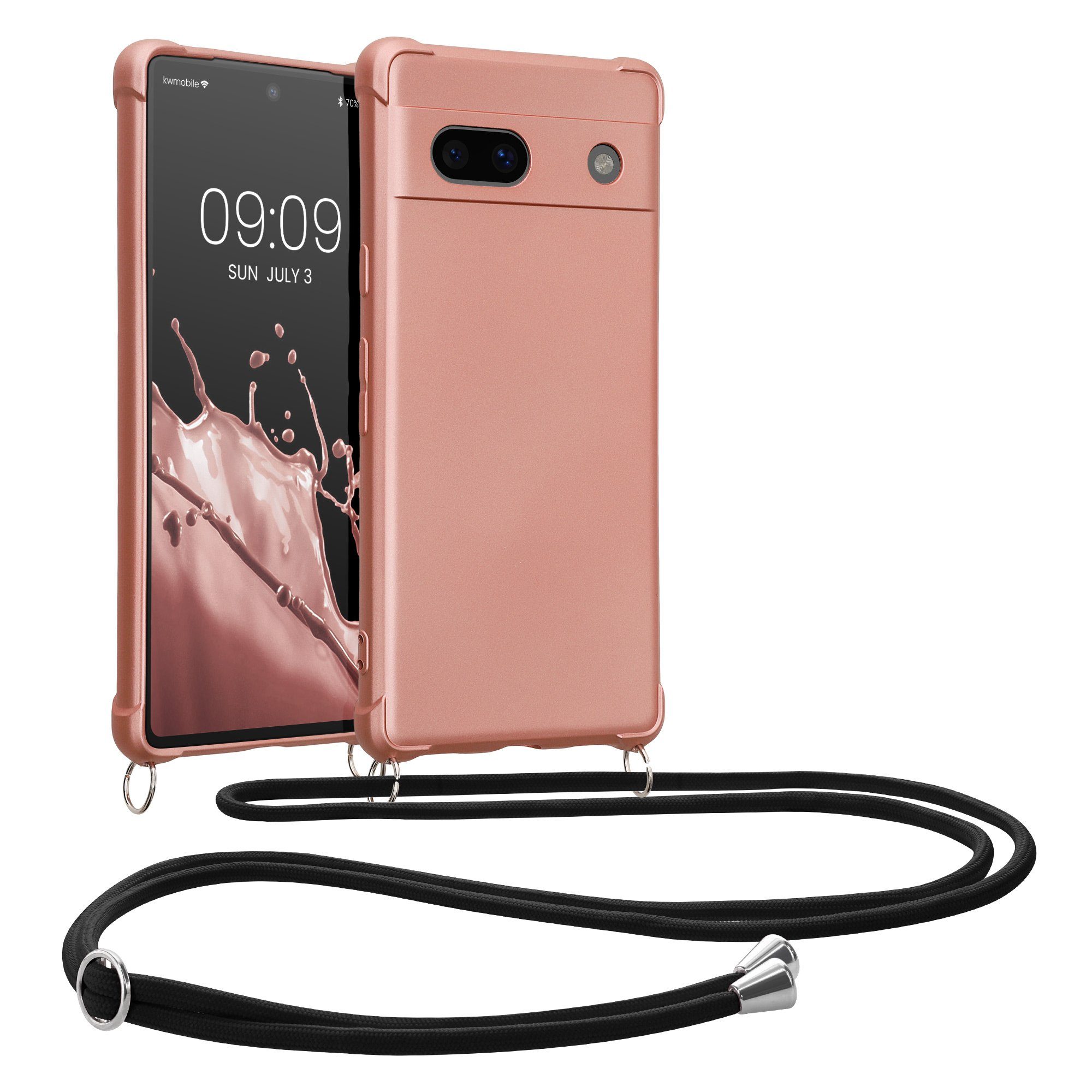 kwmobile Handyhülle Necklace Case für Google Pixel 7a Hülle, Cover mit Kordel zum Umhängen - Silikon Schutzhülle