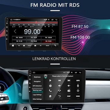 Hikity Android 2Din 9'' HD 1080P 2.5D gehärtetes Glas mit WIFI GPS FM Radio Autoradio (FM Radio, Verkabeltes Android Auto System)