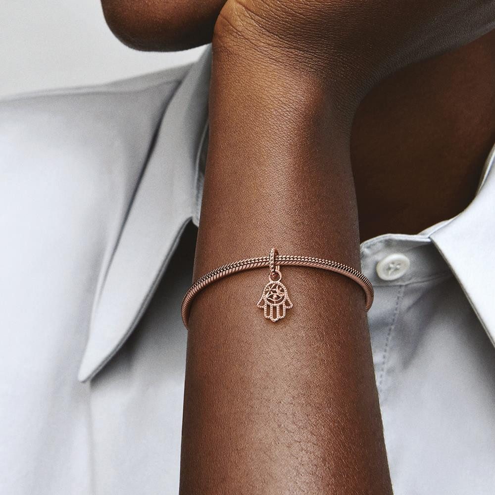 Pandora Charm-Einhänger Hand der Fatima Charm Anhänger von PANDORA, rosé