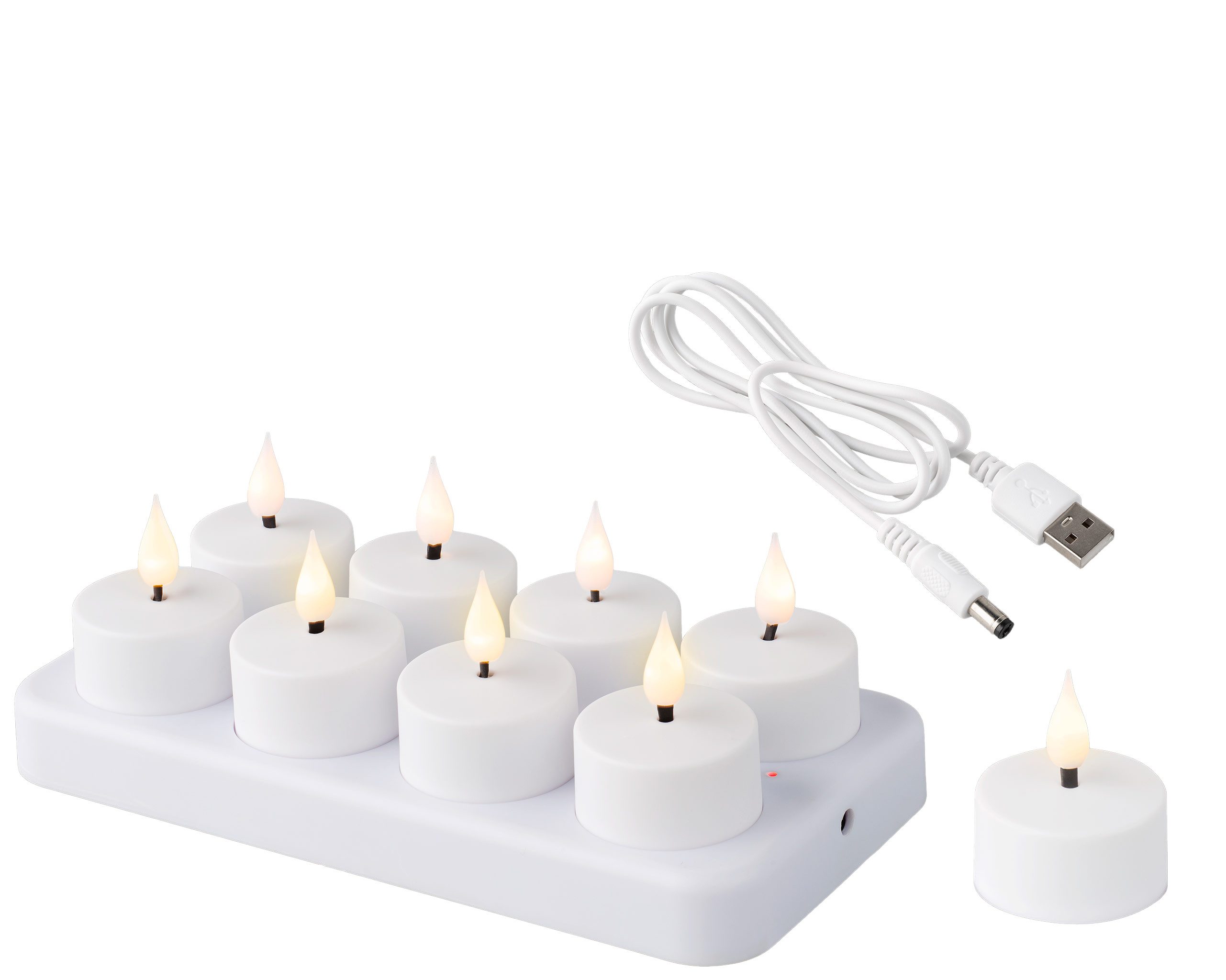 Lumineo LED-Kerze, LED Teelichter 4cm Kunststoff 8er Set Weiß / Warmweiß günstig online kaufen