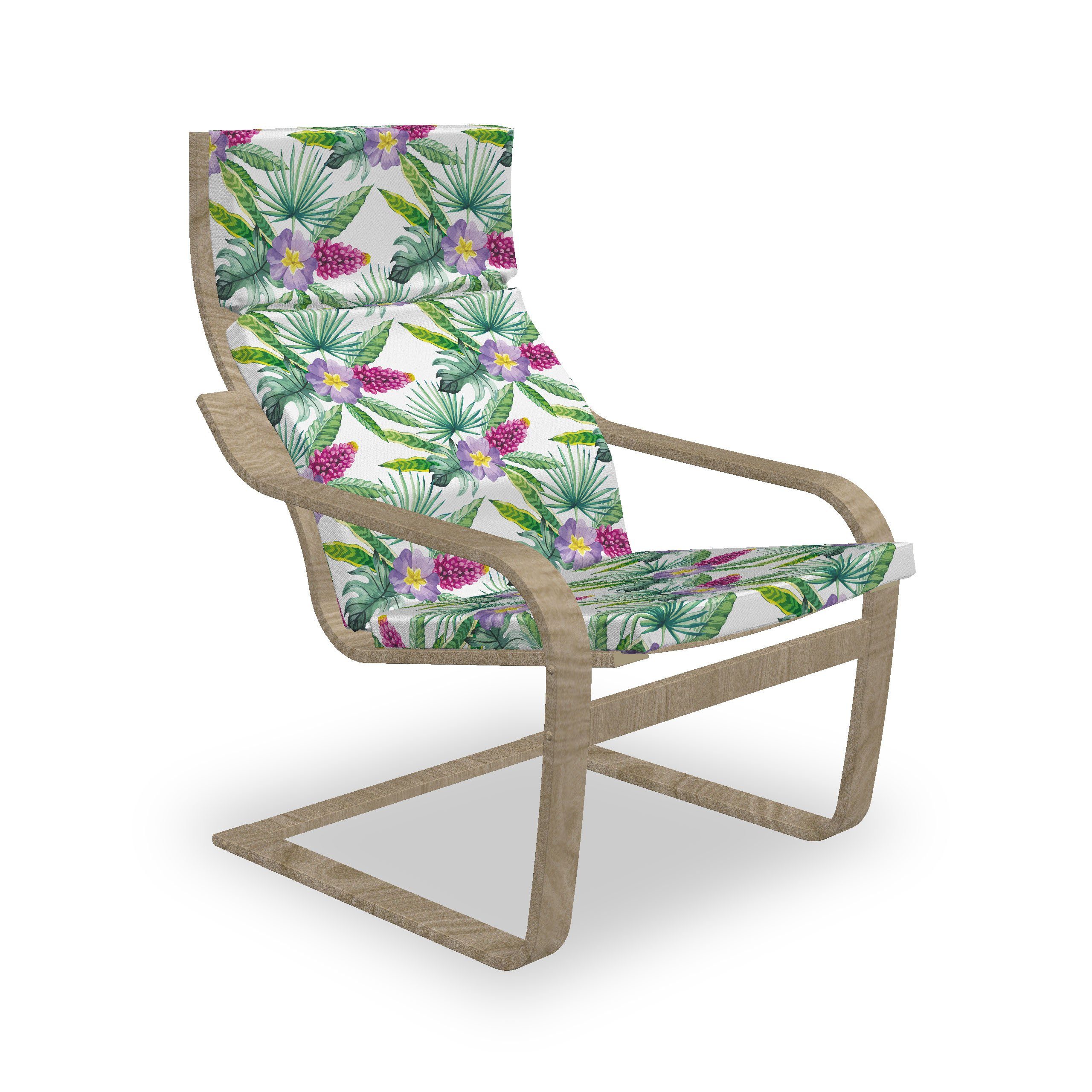 Reißverschluss, Aktualisieren Stuhlkissen Aquarell Sitzkissen mit mit tropische Abakuhaus Stuhlkissen Hakenschlaufe und Blumen