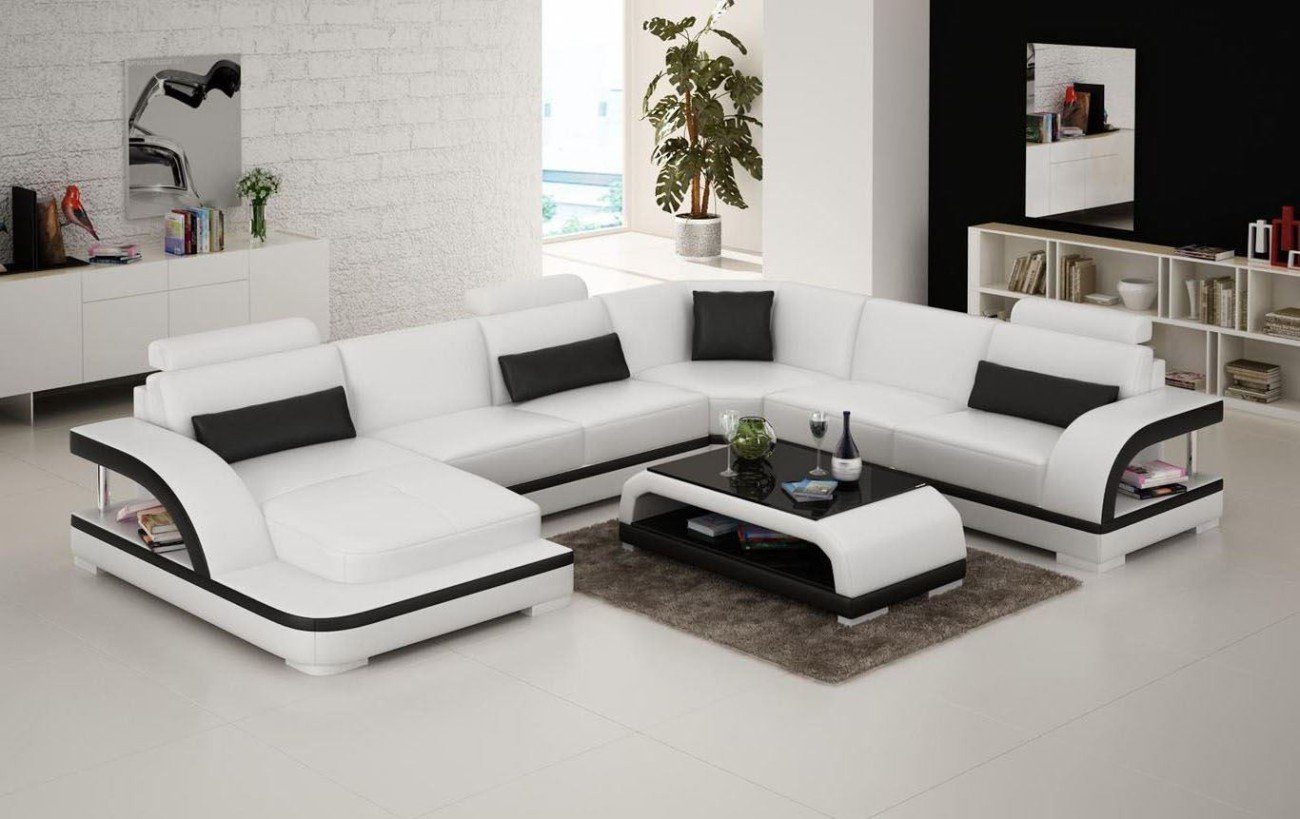 JVmoebel Ecksofa, Design Couch Luxus Sitz Weiß Eck Couchen Polster Garnitur Leder Sofa