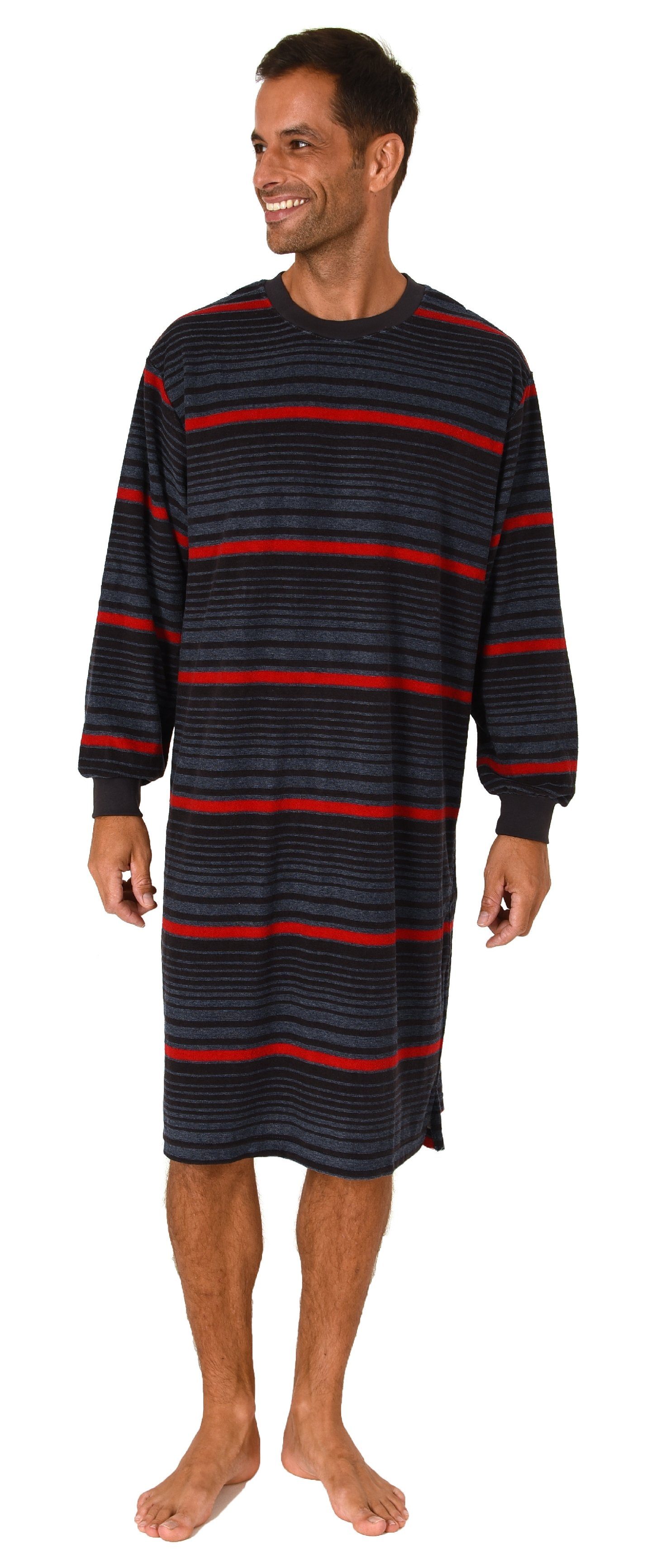 Normann Pyjama Edel aussehendes Herren Frottee Nachthemd langarm mit Bündch günstig online kaufen