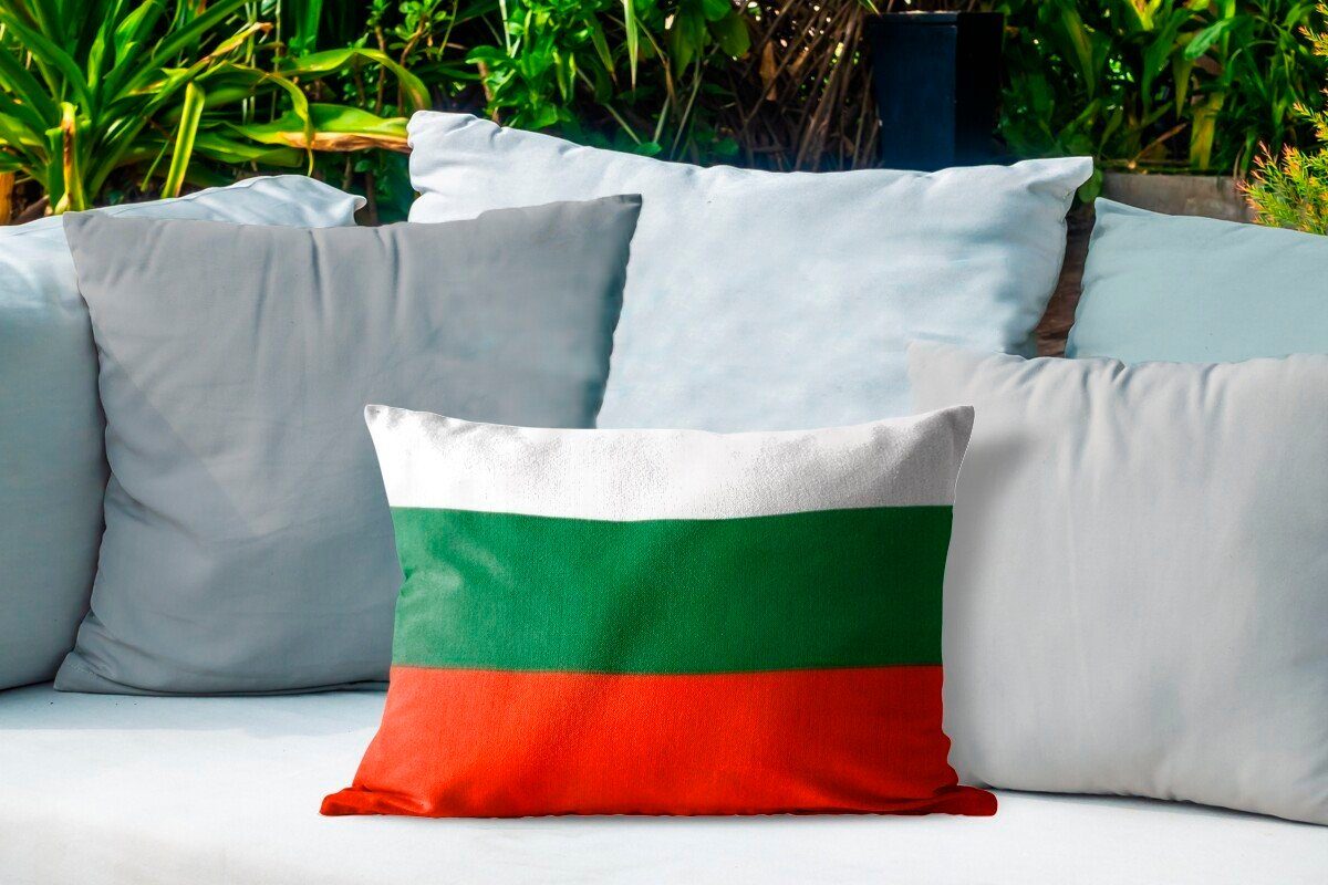 von Dekokissen Dekokissenbezug, MuchoWow Outdoor-Dekorationskissen, Polyester, Kissenhülle Nahaufnahme Flagge Bulgarien, der