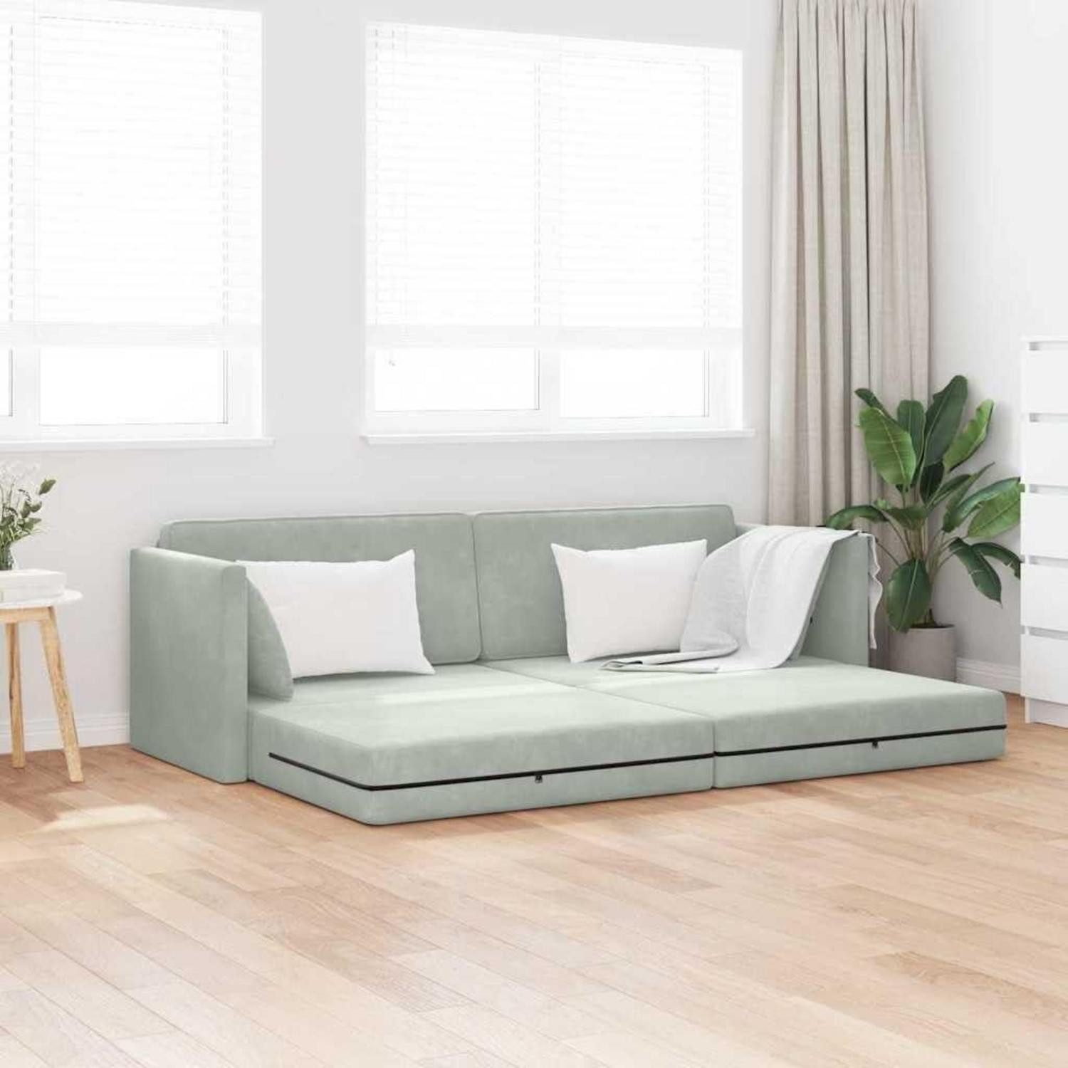 LuxusKollektion Schlafsofa Schlafsofa Bodensofa Klappbar Armrest Pillow 213 x 76 x 77 cm Hellgrau
