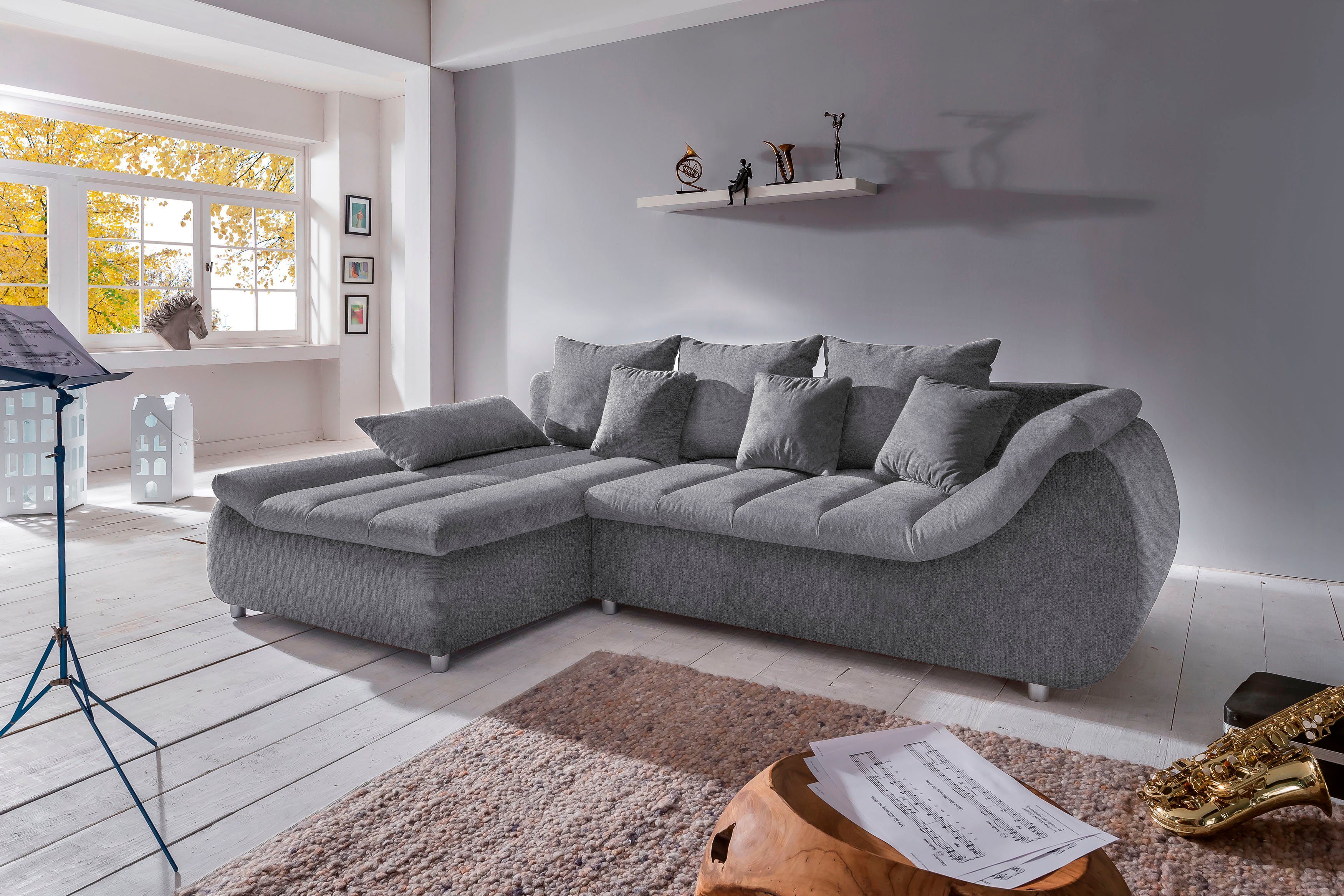 INOSIGN Ecksofa "Imola elegant und bequem, aktuelle Steppung im Sitz, L-For günstig online kaufen