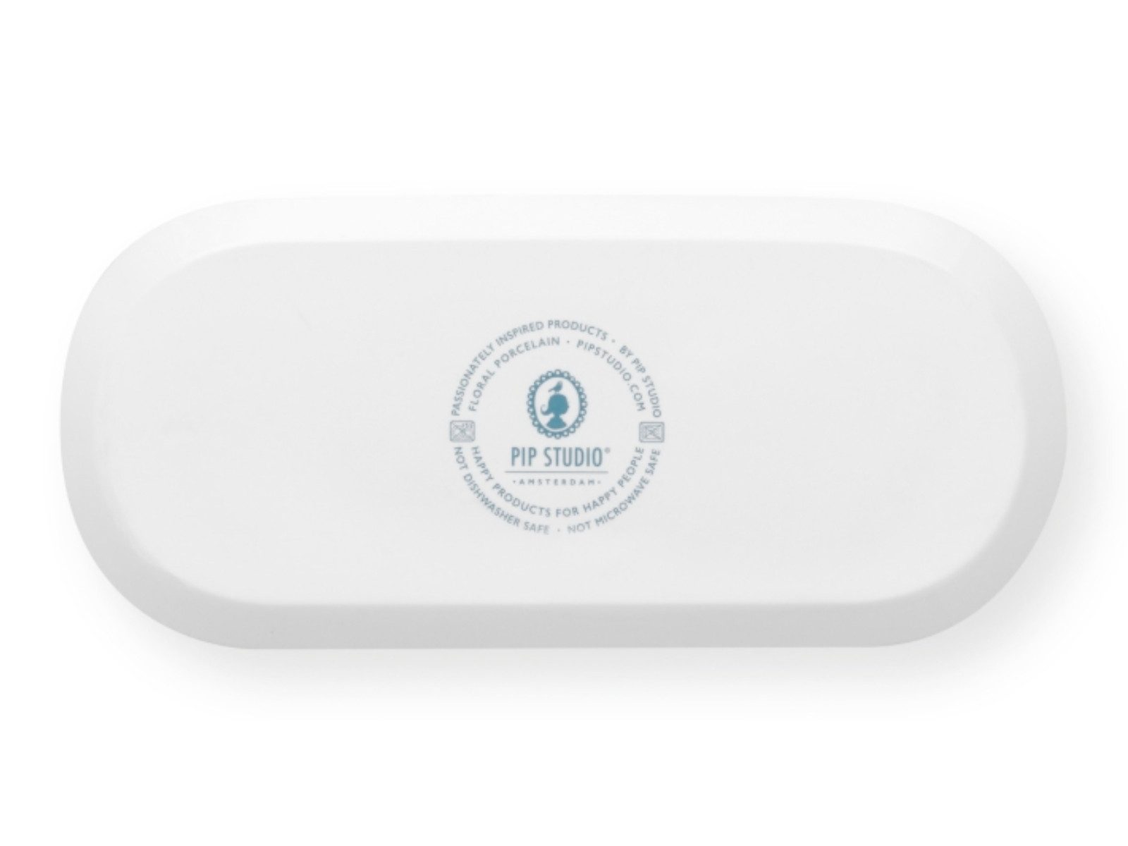 PiP Studio Tortenplatte Flower Festival Tortenplatte Light Bl. 33,3x15,5cm, Porzellan, (Platten), Cake Tray Rectangular Flower Festival Light Blue 33.3x15.5cm