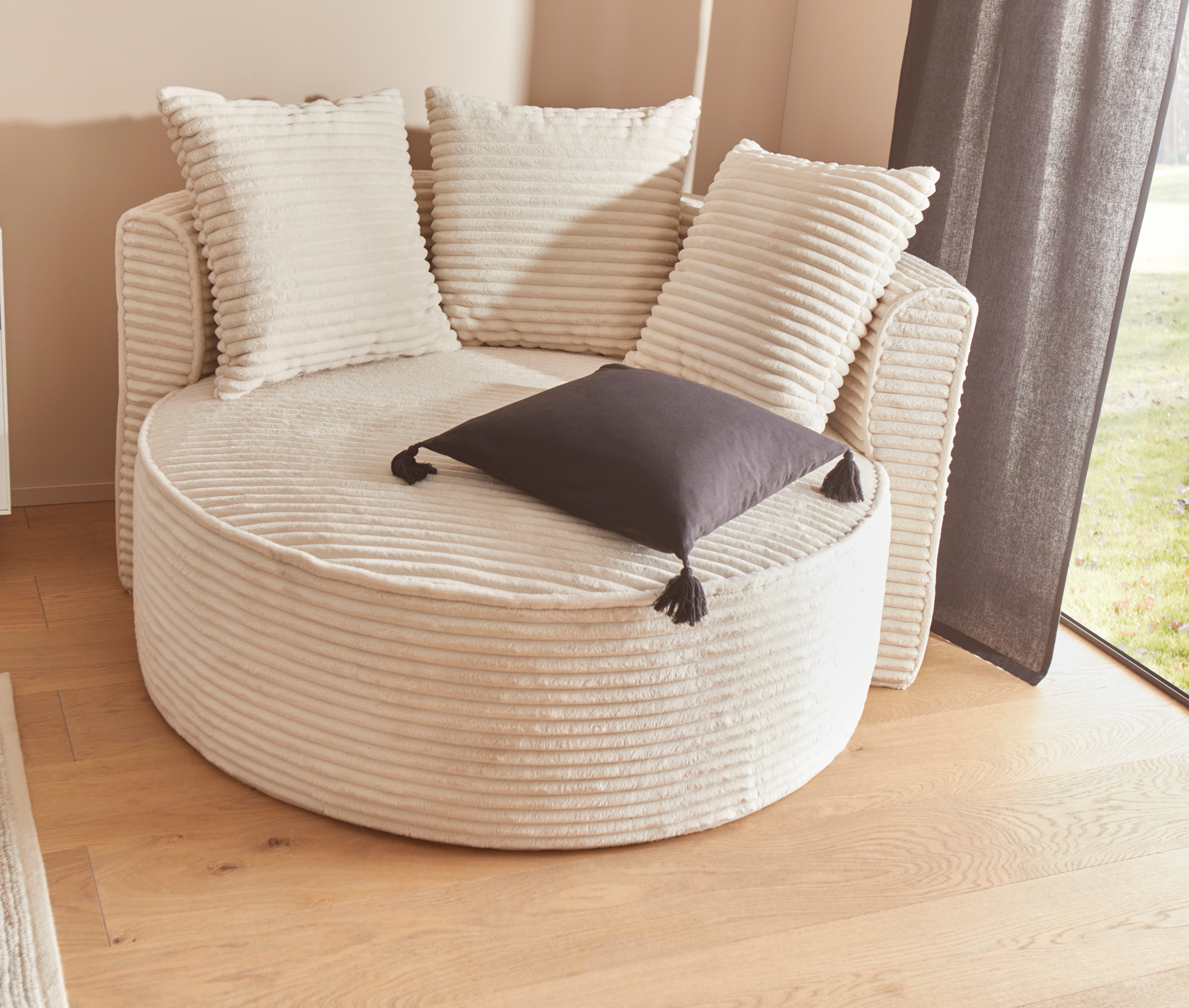 LeGer Home by Lena Gercke XXL-Sessel Isalie, Lesesessel, Loveseat, inklusive Zierkissen, extra große Sitzfläche, optional mit Hocker, Cord, Samt, Bouclé