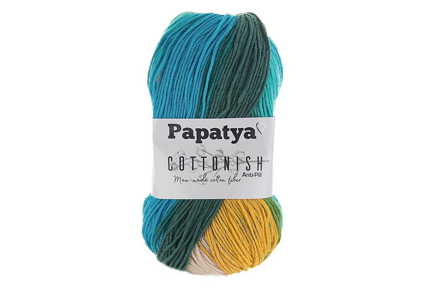 Thumbnail - maDDma 5 x 100g Strickgarn Papatya Cottonish Häkelwolle, 250 m, 11 gelb-beige-blau-grün