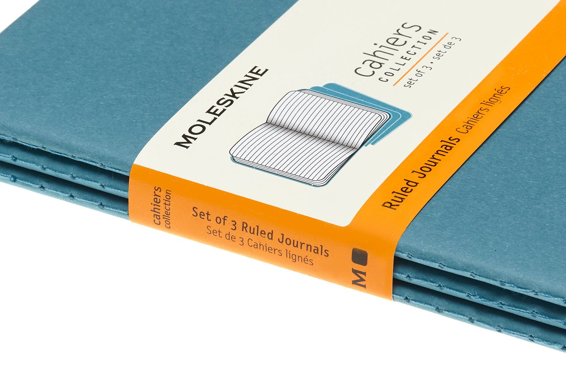 MOLESKINE Notizheft, Kartoneinband 3er - Set Lebhaftes Cahier 70g-Papier - mit Blau