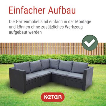 Keter Gartenlounge-Set Provence Eck-Sofa anthrazit, Outdoor, Wetterfest