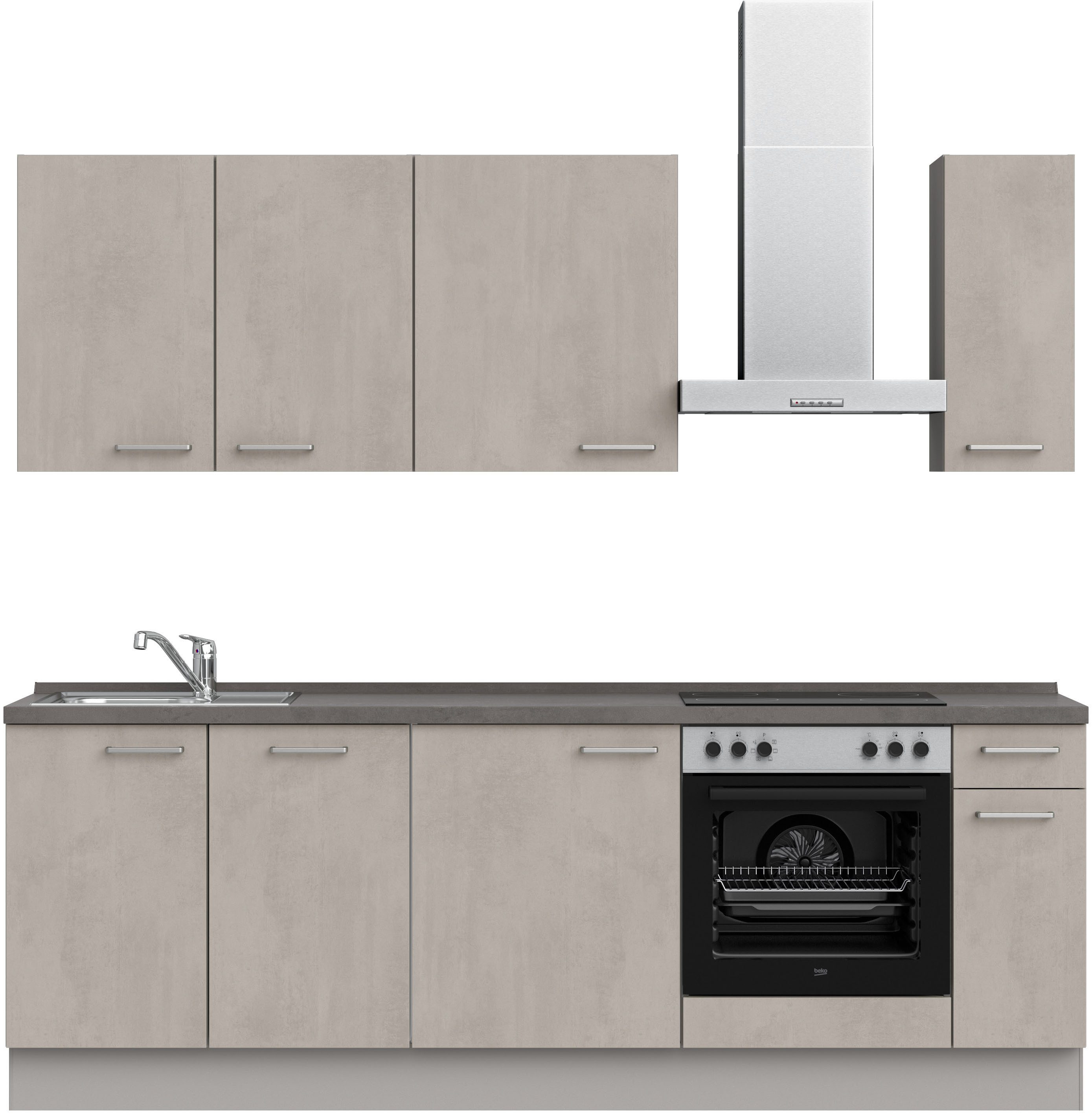 nobilia® Кухниzeile "Riva I", vormontiert, Ausrichtung wählbar, Breite 240 cm, wahlw. mit E-Geräten