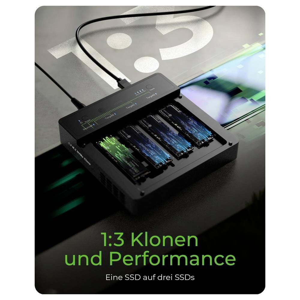 ICY BOX Festplatten-Dockingstation IB-4013MCL-C4 USB-C® (USB4) M.2 PCIe NVMe Klonstation mit
