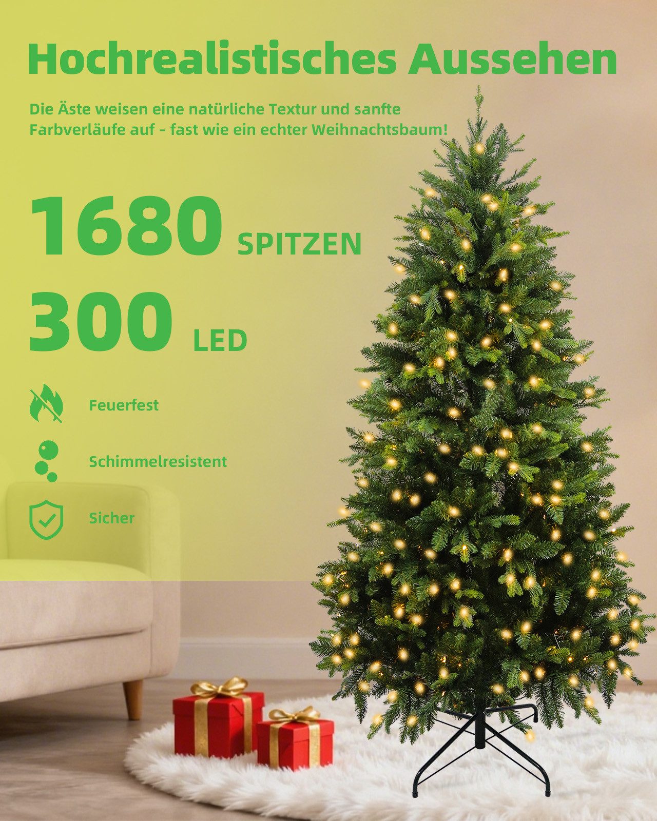 kisidus Künstlicher Weihnachtsbaum mit Beleuchtung Christbaum mit lichterke günstig online kaufen