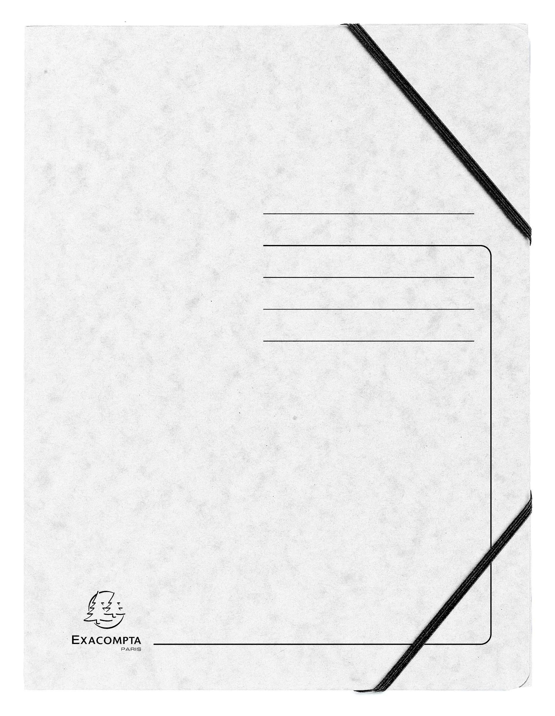 EXACOMPTA Organisationsmappe 25x Sammelmappe + Gummizug 3 Klappen Karton 355g/m2 A4 Weiß 55406E, Sammelmappen 3 Klappen