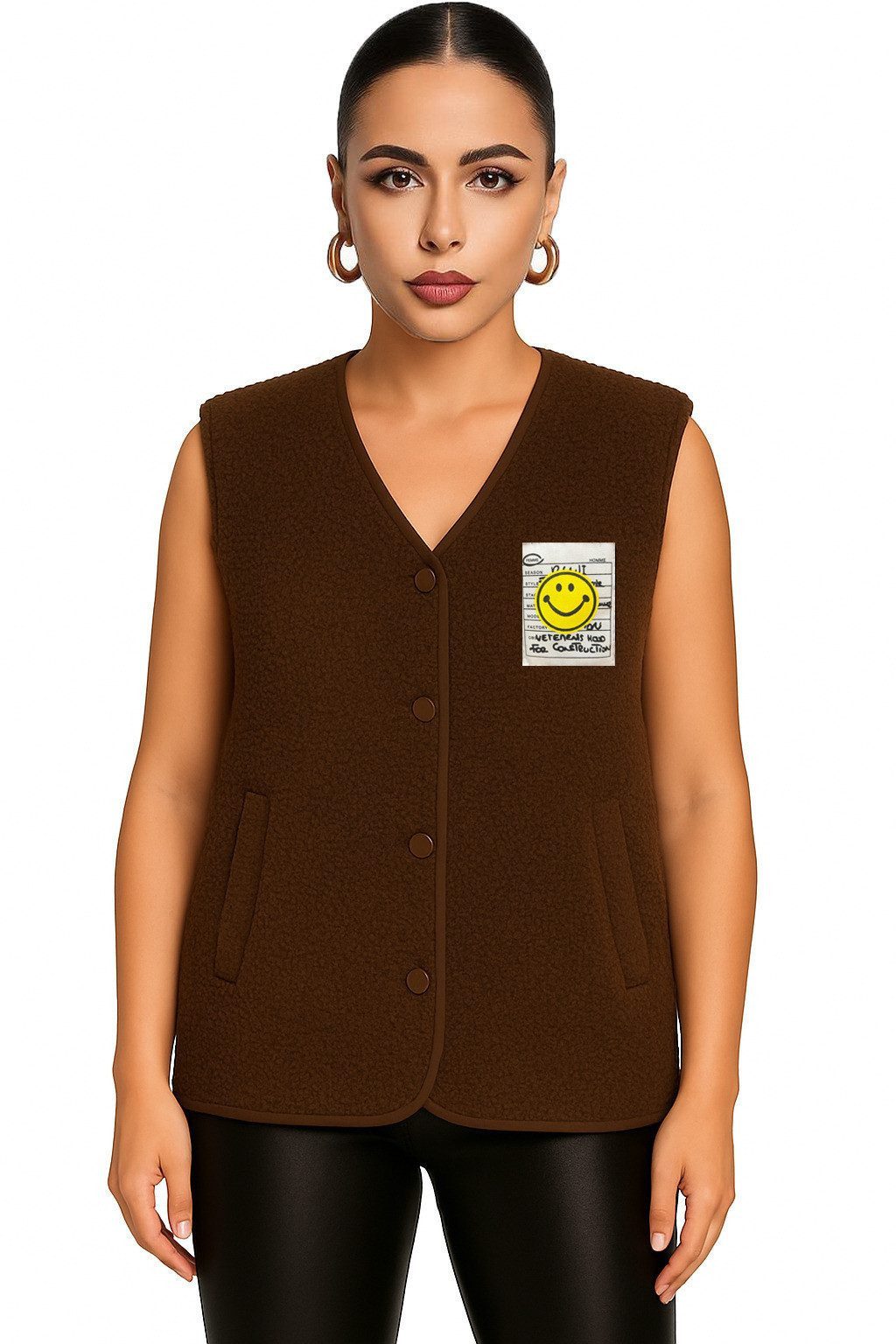 Worldclassca Fellimitatweste Worldclassca Teddy Weste Smiley Kuschelig Kurz Herbst Winter Ärmellos Neue Kollektion - Stilvolle und gemütliche Mode für Damen