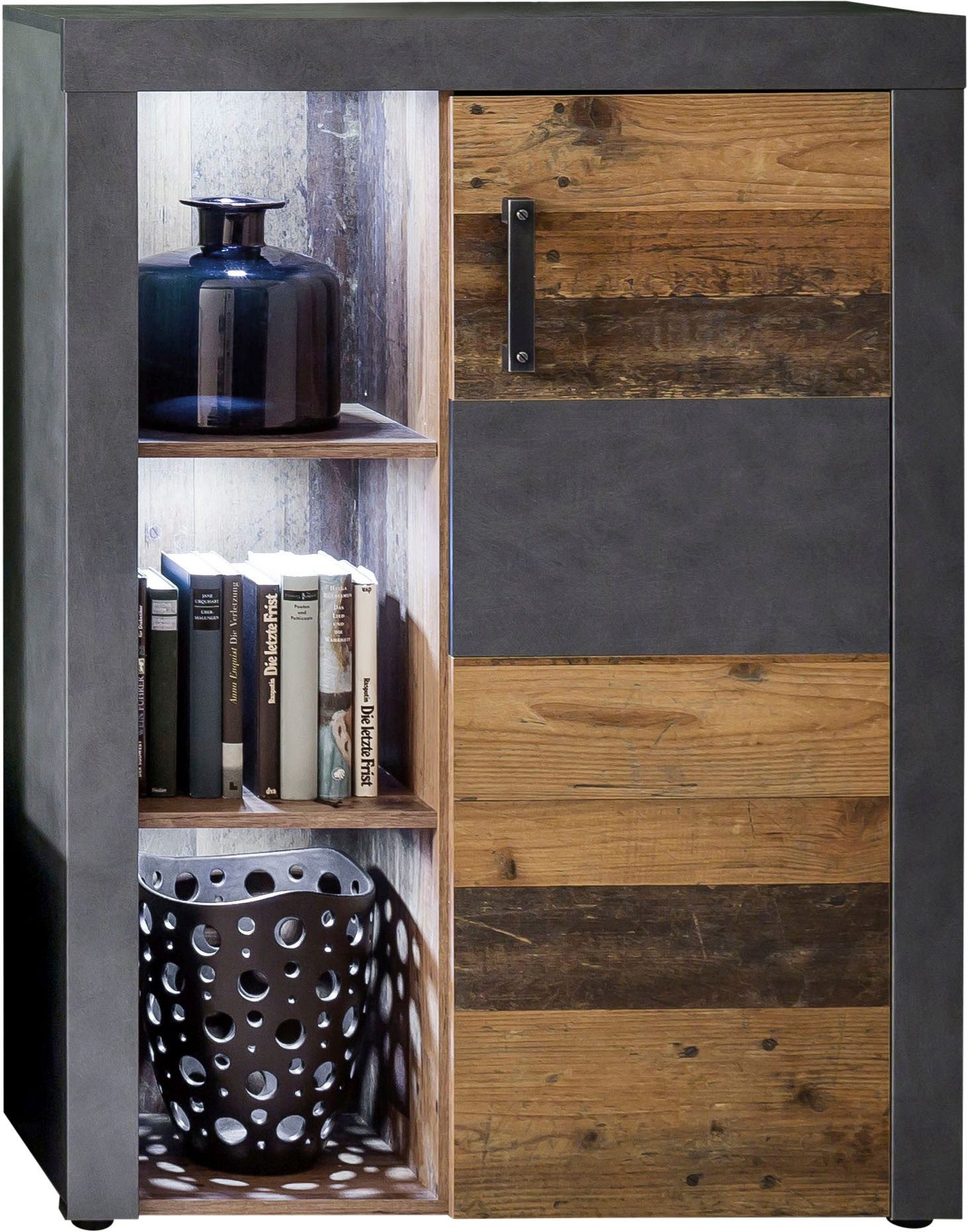 Home affaire Highboard Ilana, Stauraumschrank mit 1 Tür & 3 Fächern - (B/T/H) 87/34/118 cm