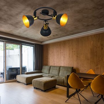 etc-shop Deckenspot, Leuchtmittel nicht inklusive, RETRO Decken Spot Rondell Lampe Wohn Ess Zimmer Leuchte gold-farben