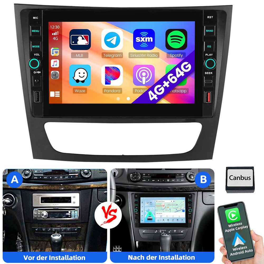 ESSGOO Für Mercedes Benz CLS E-Class W211 W219 Autoradio Autoradio (RDS, Digitalradio (DAB), FM, AM)