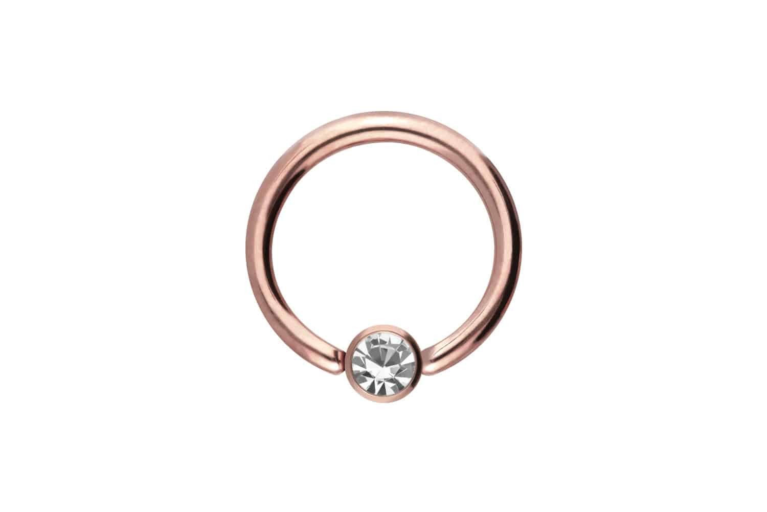 PIERCINGLINE Nasenpiercing Chirurgenstahl Klemmkugelring DISC + KRISTALL (Klemm-Ringe, 1-tlg)
