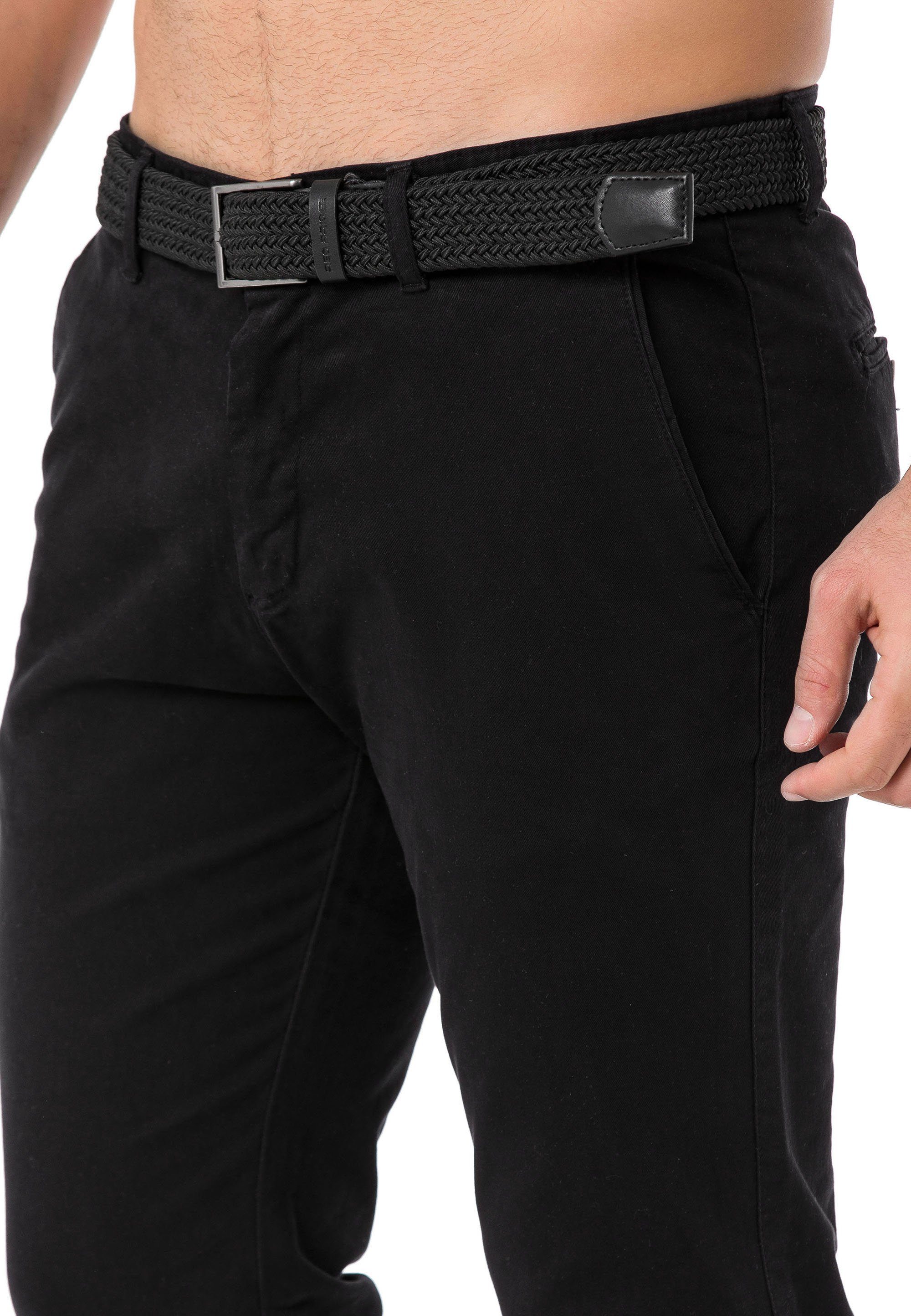 mit Hose Chino Pants Schwarz Chinohose RedBridge Gürtel