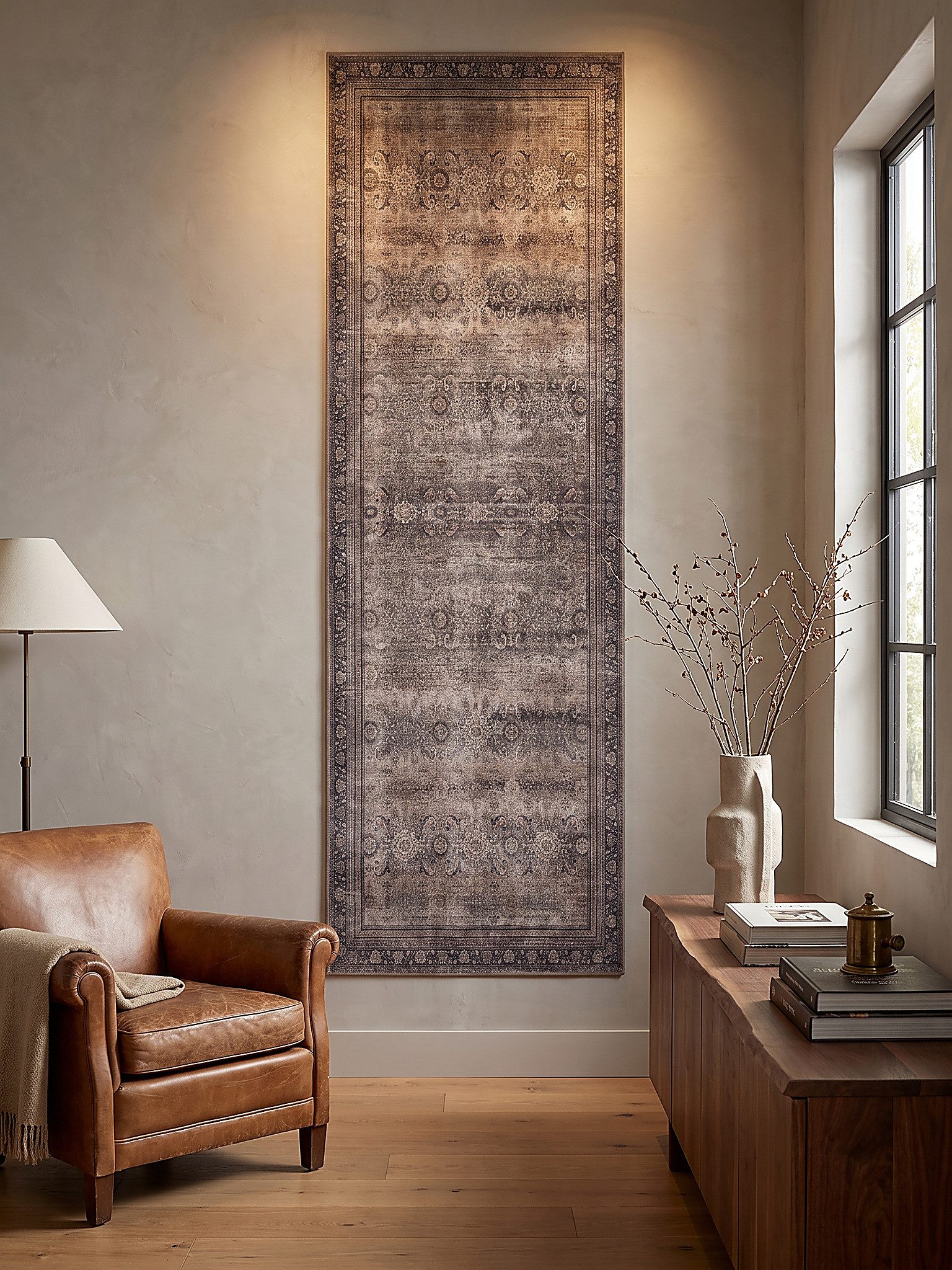 KADIMA DESIGN Teppich VERNANTE Kurzflorteppich waschbar Blütenrosetten Orientalisch, Läufer, Höhe: 5 mm, 80x150 cm, Braun-Grau, 100 % Polyester, Gekettelt, Stra – Bild 4 von 5