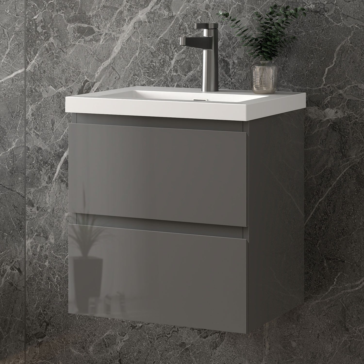 duschspa Waschtisch Waschbecken mit Unterschrank Badmöbel Set Badschrank Waschplatz, Hochglanz, 50-120cm