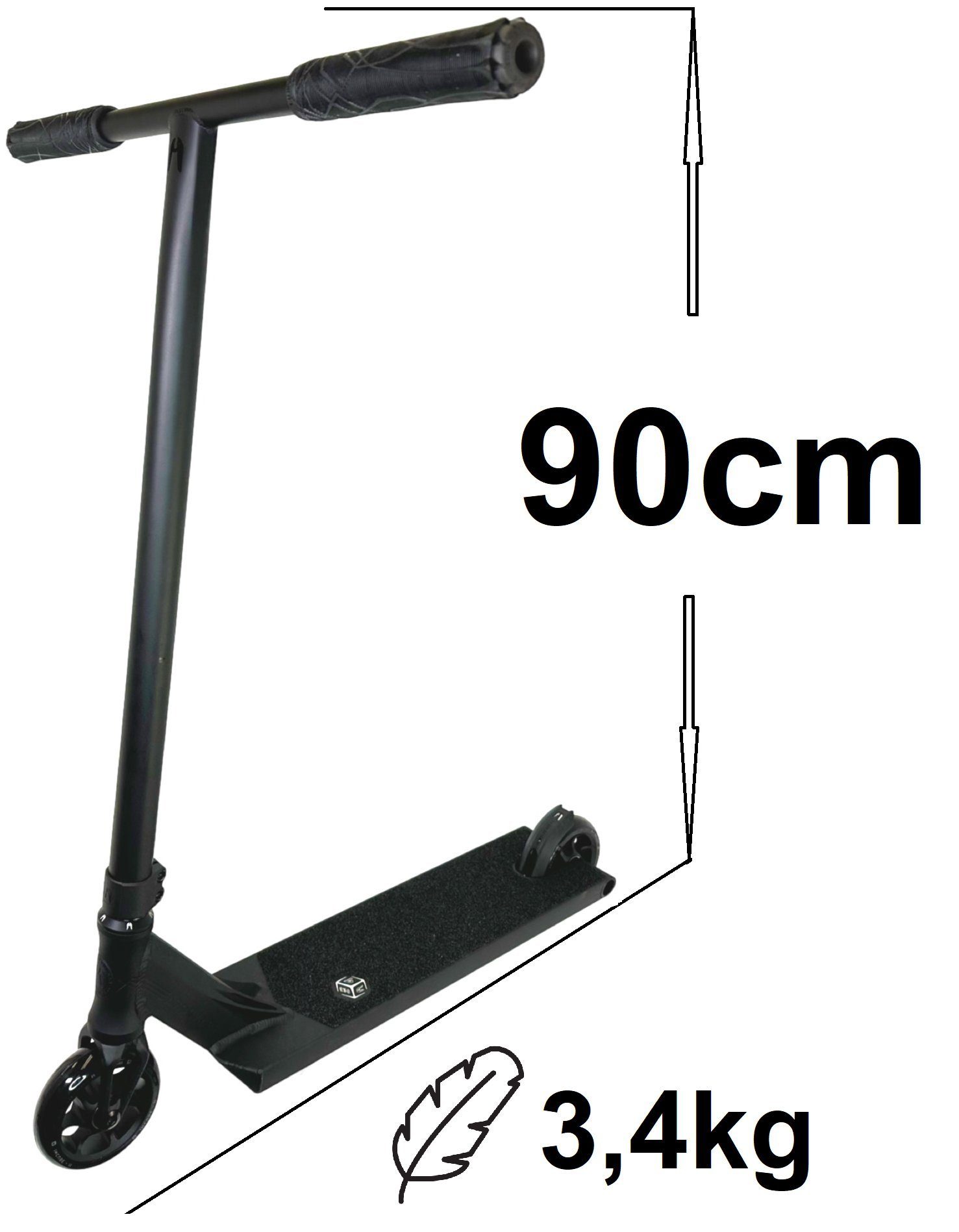 3,4kg Schwarz Stunt-Scooter Stuntscooter H=90cm DTC Ethic L Pandora DTC Ethic