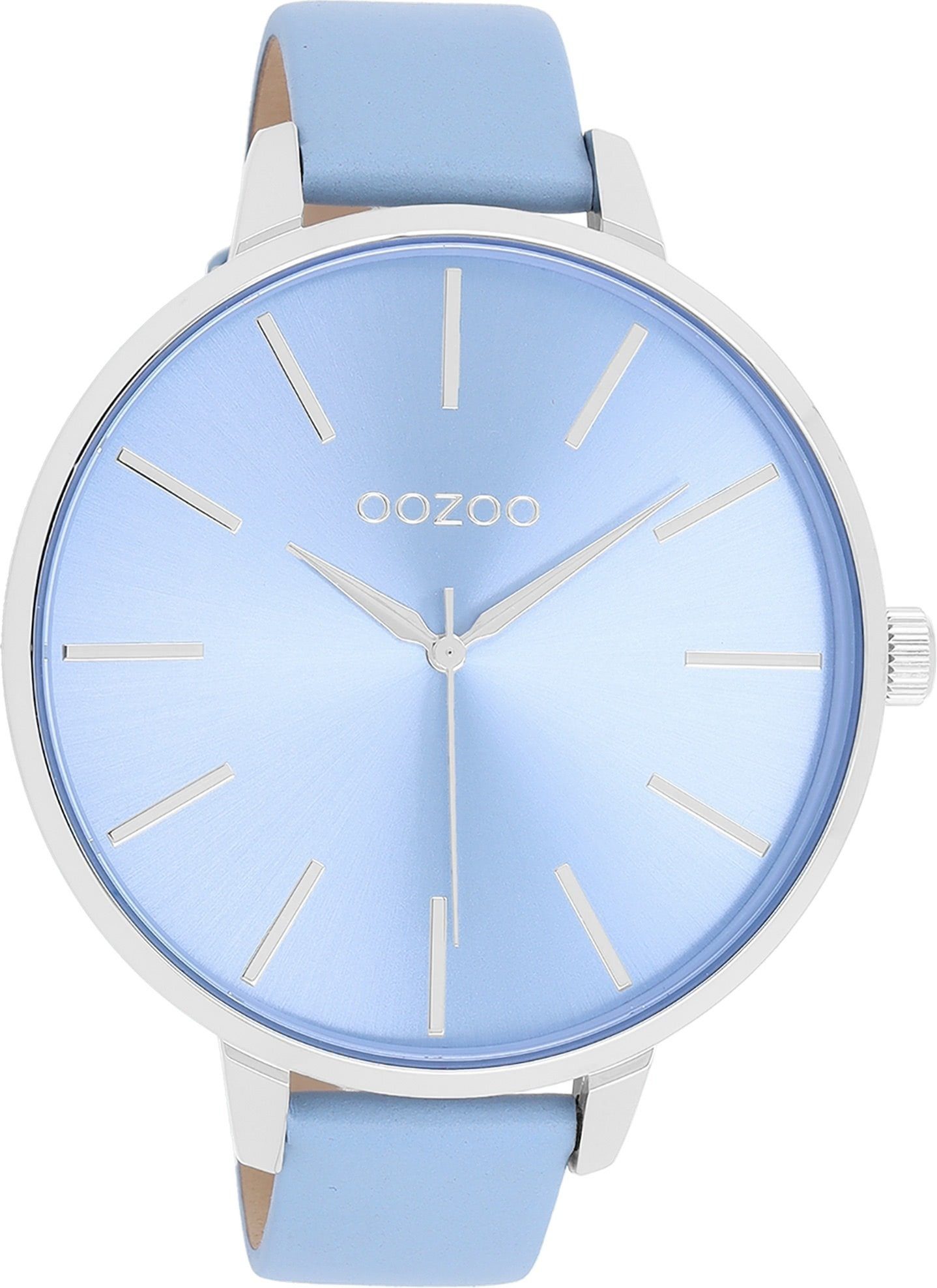 Quarzuhr groß extra Oozoo Timepieces OOZOO Armbanduhr Damenuhr (ca. Fashion-Style Analog, Lederarmband, 48mm) rund, Damen